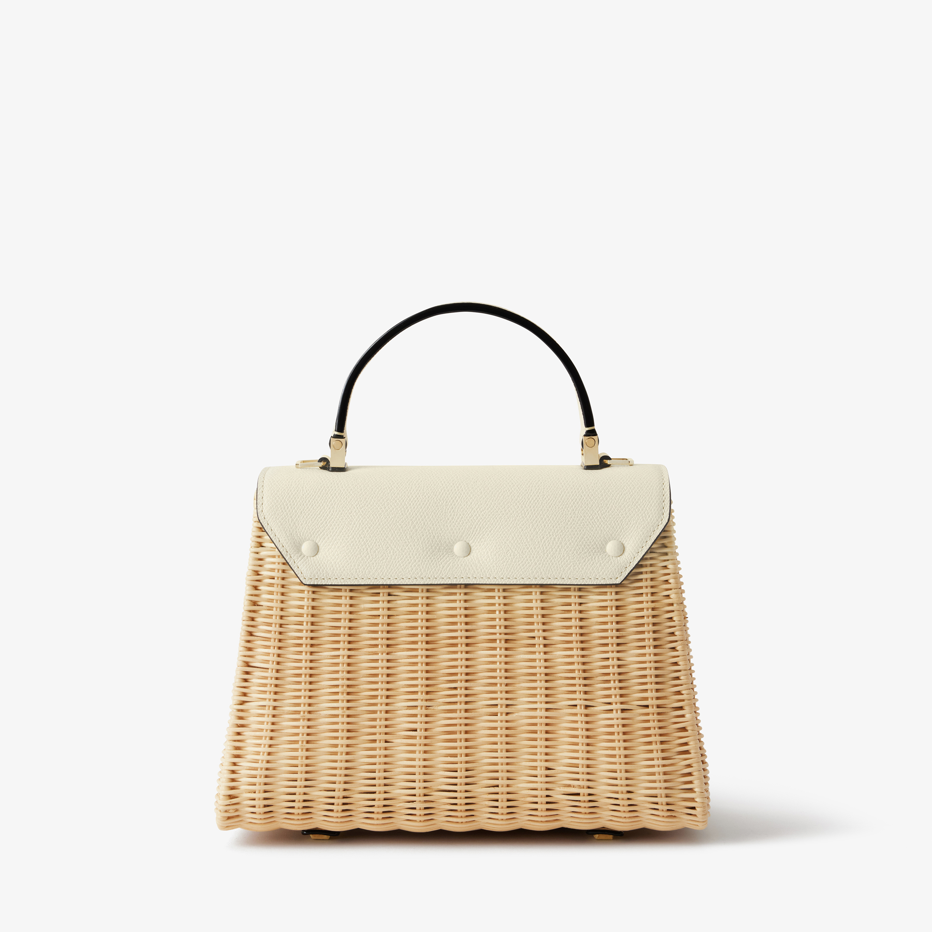 Women's Beige & White Wicker top handle bag | Valextra Iside