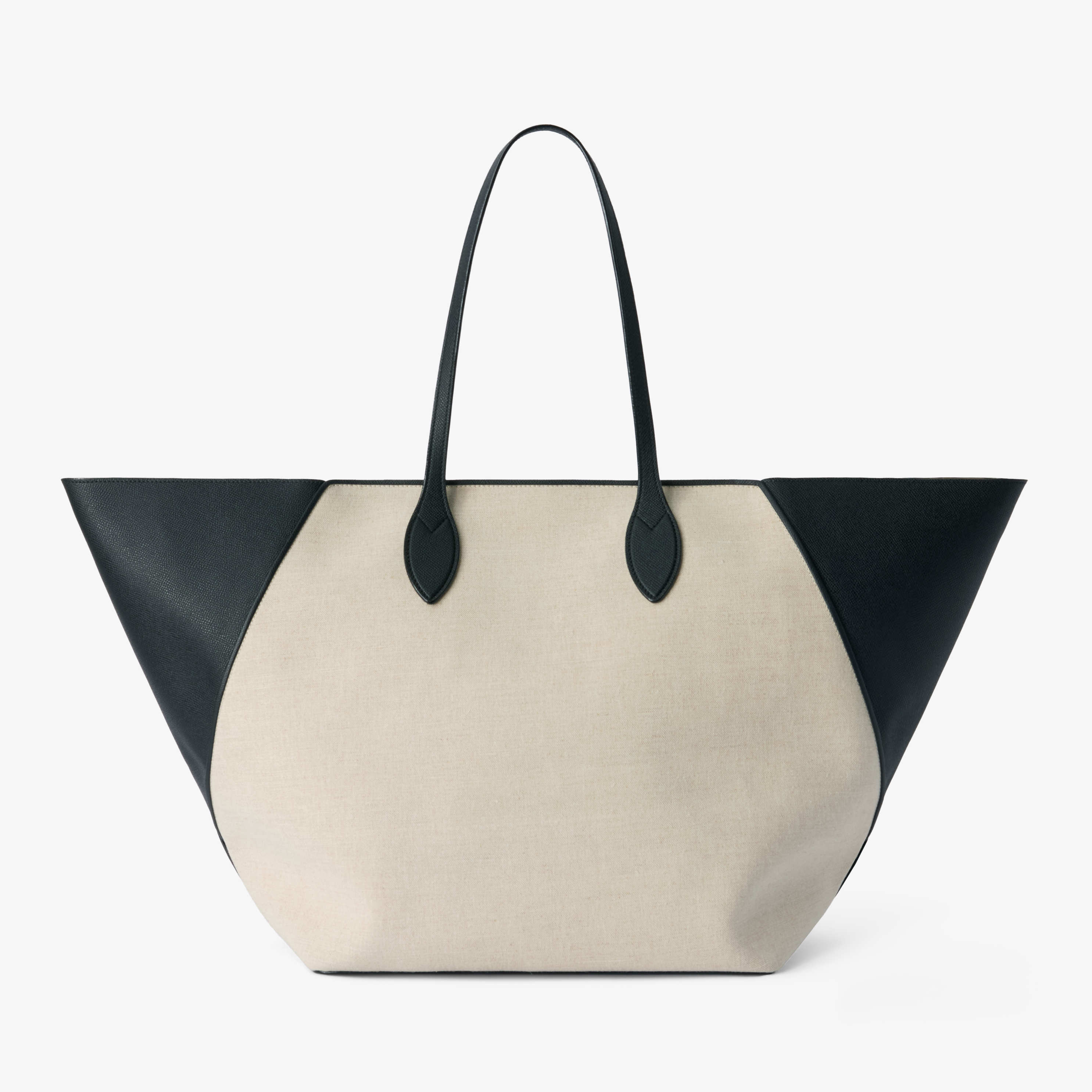 Women's Beige & Black Canvas Large Shopping Bag | Valextra Vivi