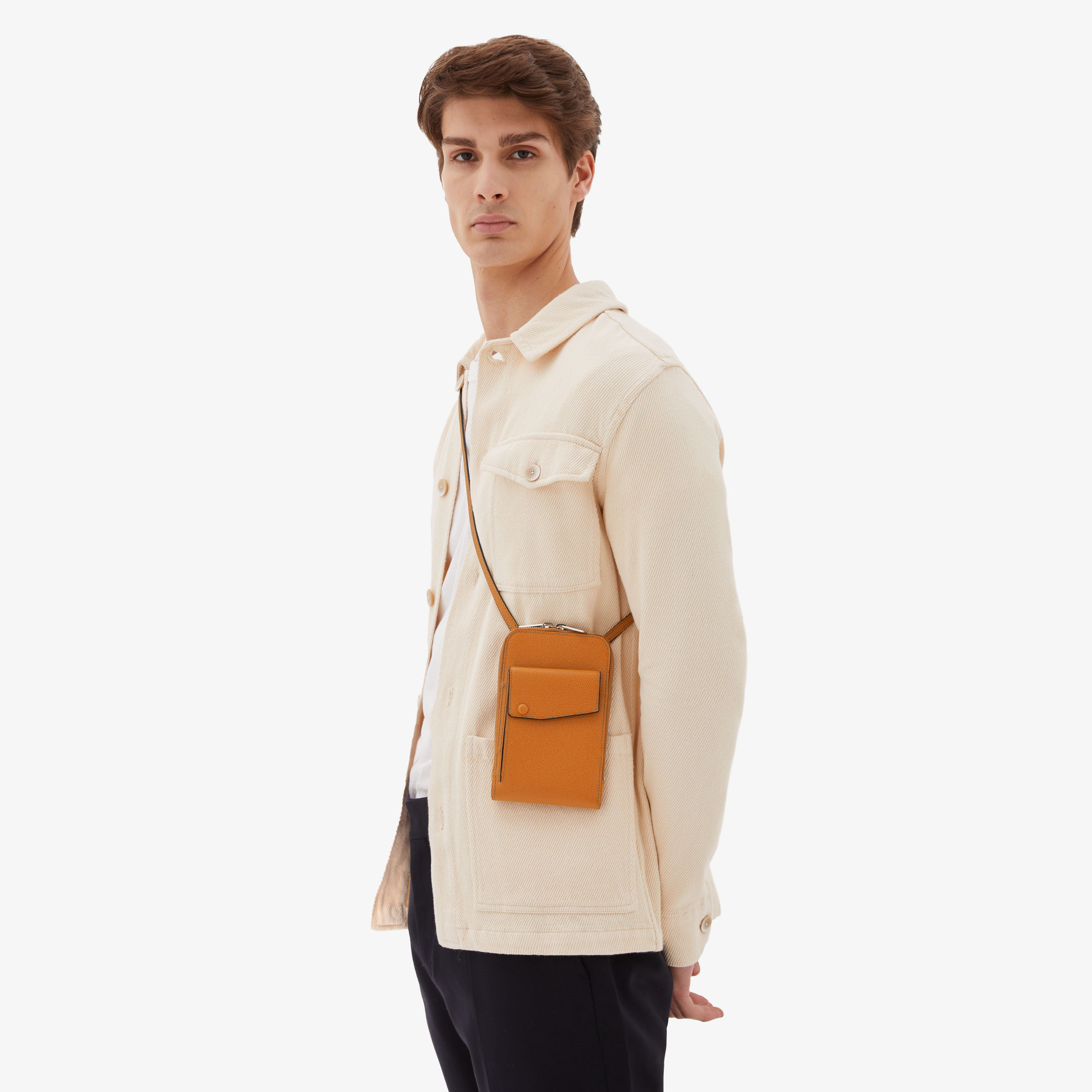 ◇Valextra◇ Trio Crossbody Crossbag Aqua WBPK0001028LOC99VA White Leather Mini bag | Valextra Pocket