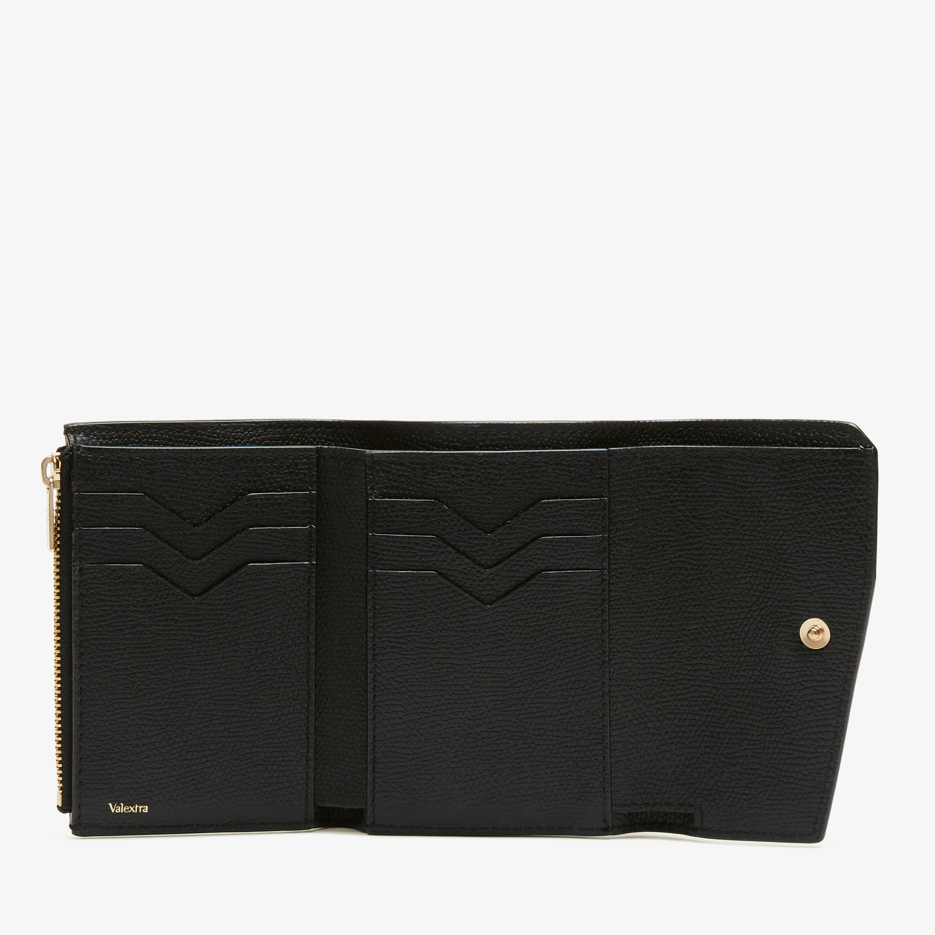 Valextra ブラック ウォレット Black Luxury Grained Leather small wallet | Valextra Pocket