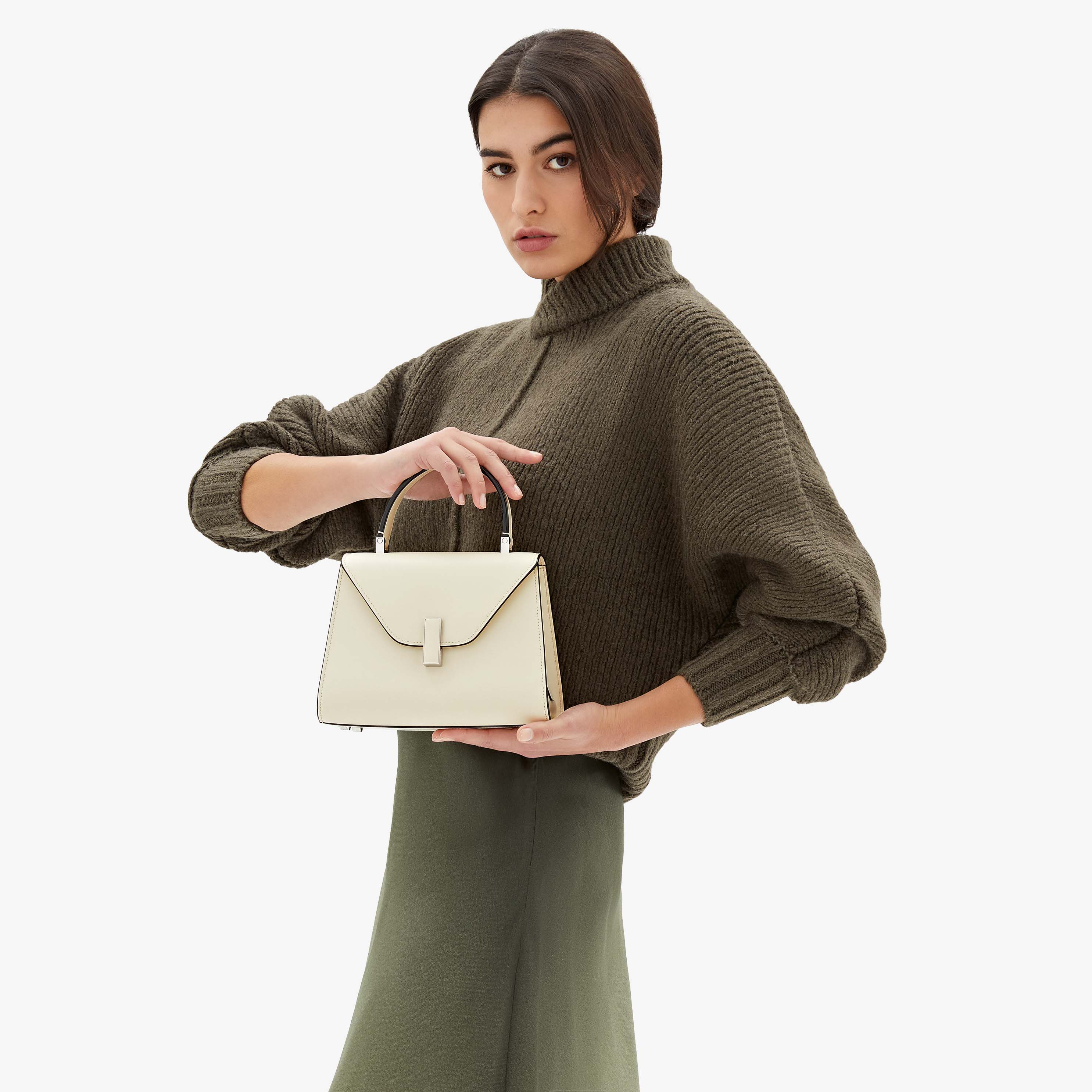 ハンドバッグ VALEXTRA WHITE LEATHER MLANO MINI TOP HANDLE BAG Women's White Luxury Leather Two Handles Bag | Valextra