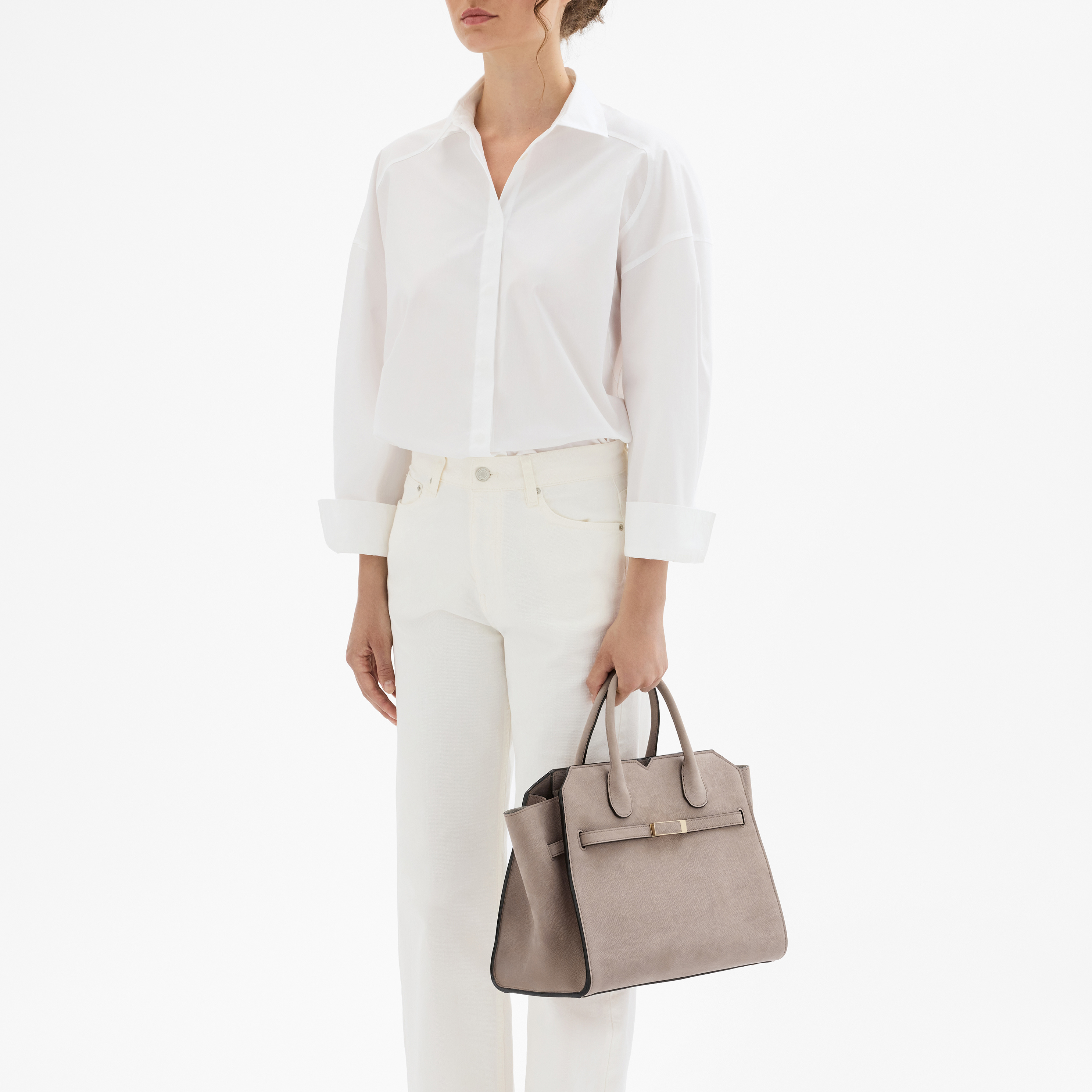 Women's Nude Pink Luxury Leather Two Handles Medium Bag | Valextra