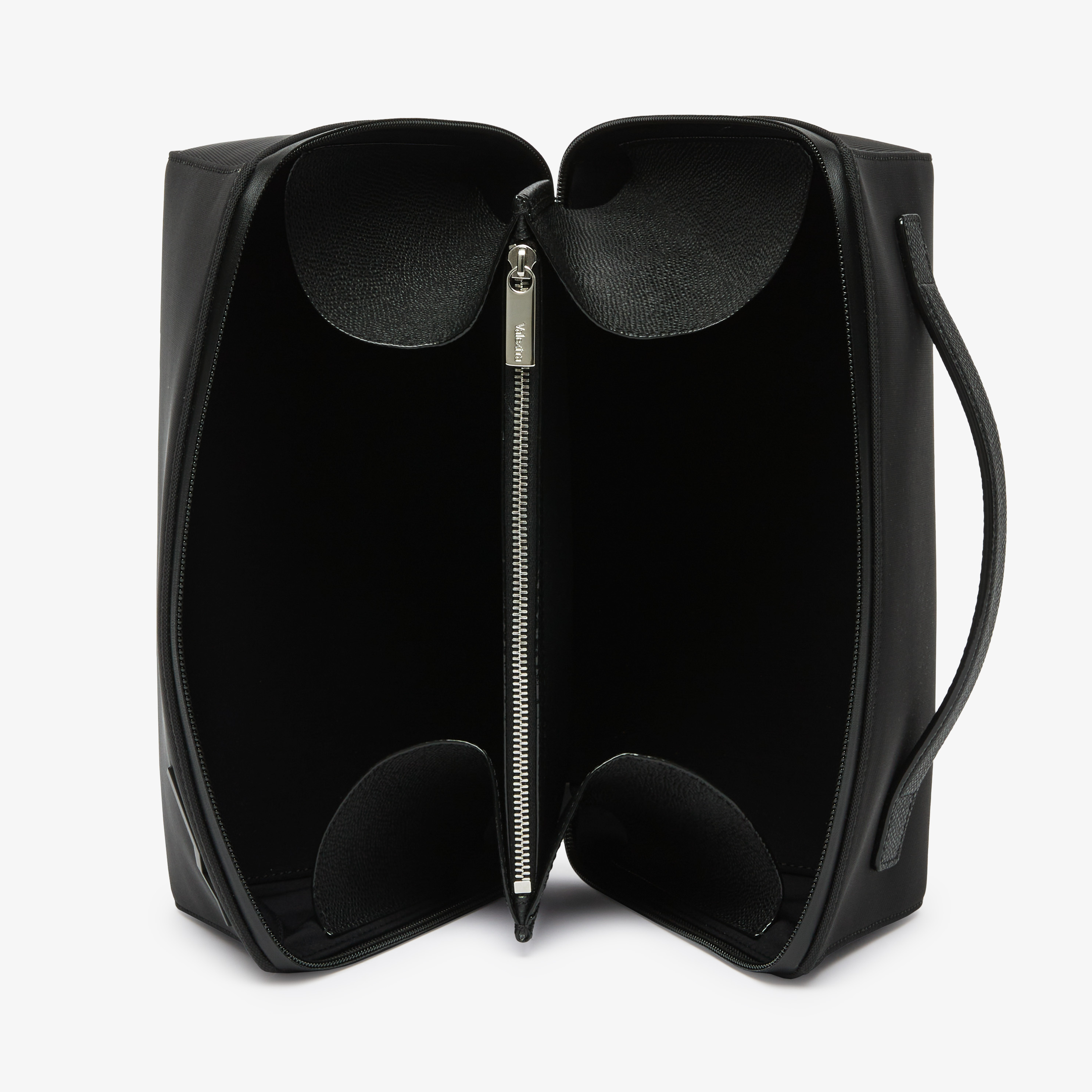 Men's Black Luxury Leather travel wash bag | Valextra