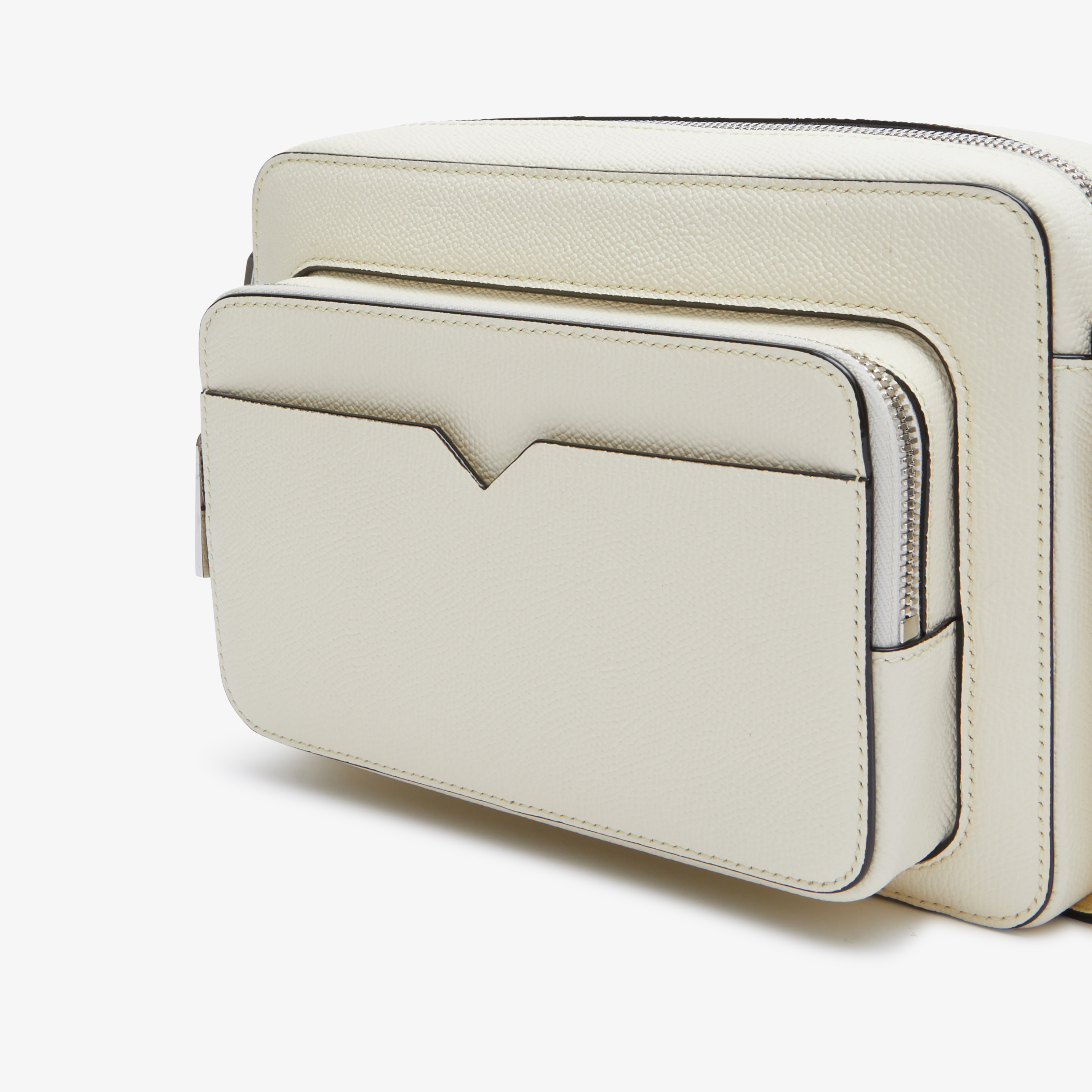 White Leather Report compact small bag | Valextra V-Line