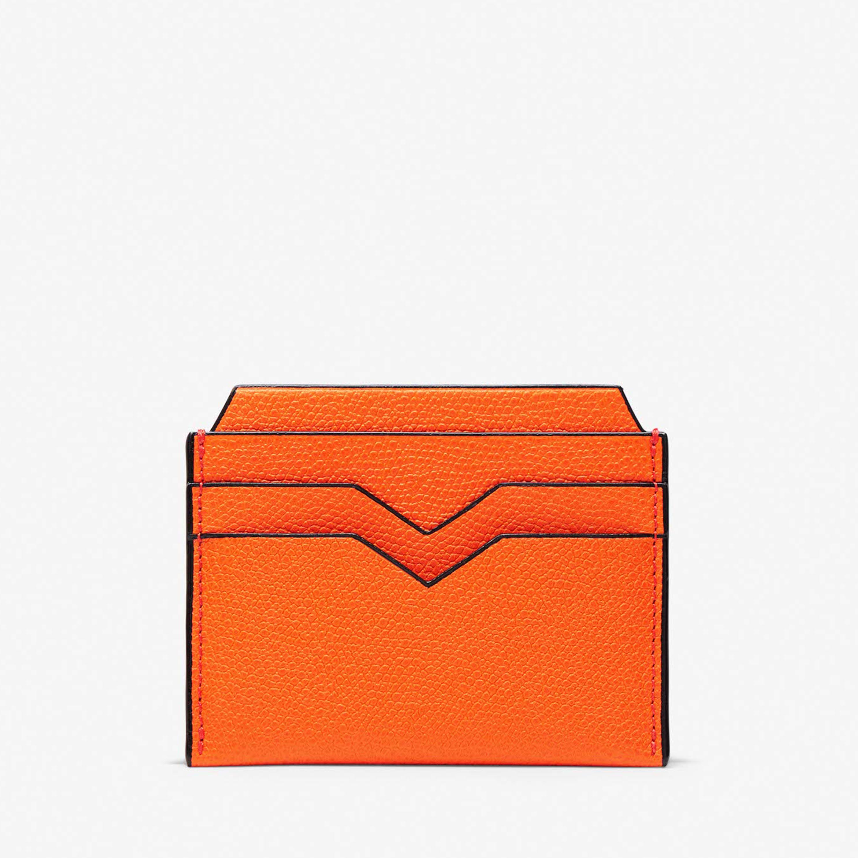 Lobster Red Leather Compact credit card holder | Valextra