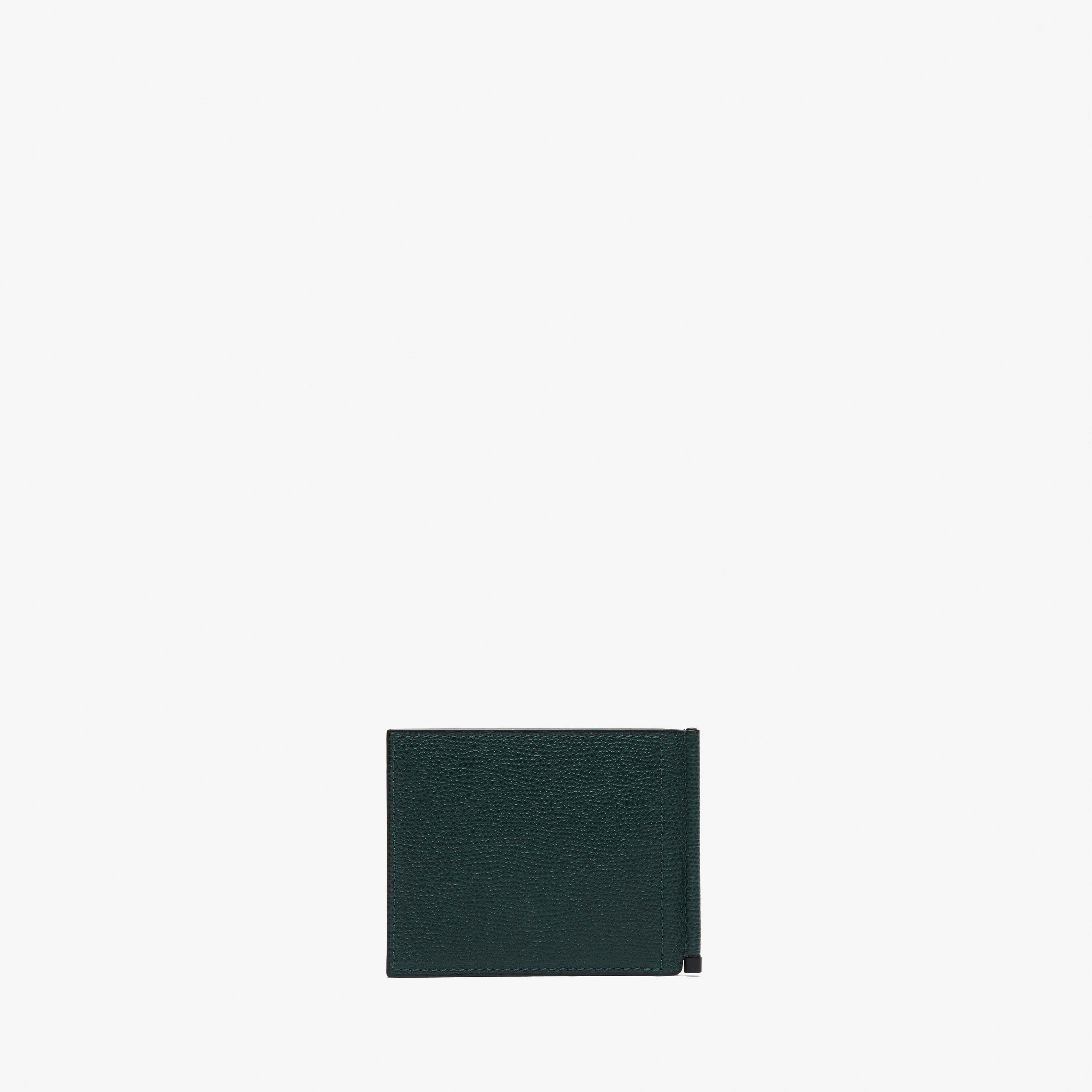 Green Leather Money clip Wallet | Valextra