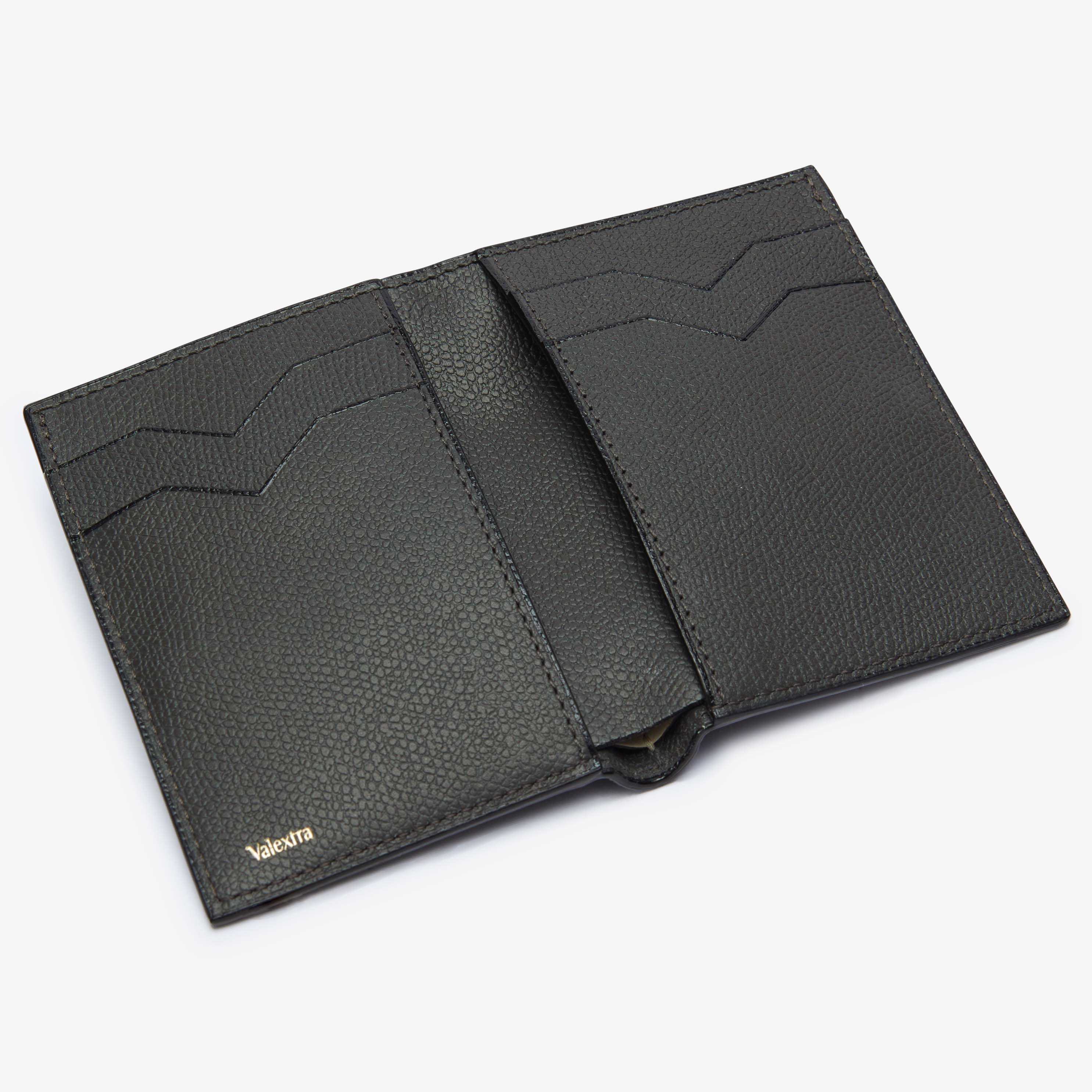 Women's Gray Grained Leather Luxury Bifold Wallet | Valextra