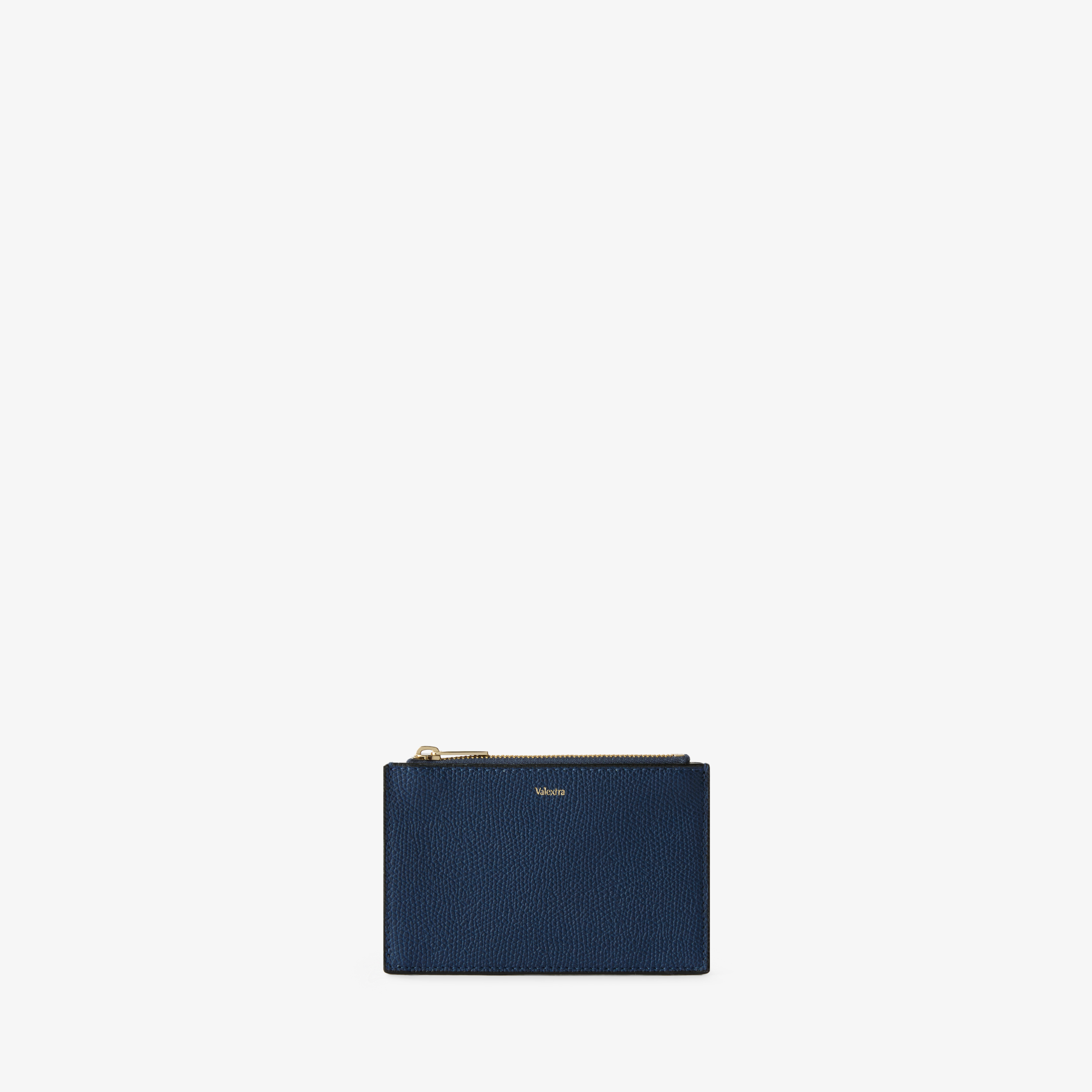 Sapphire Blue Leather Luxury Card Holder 3CC with Zip | Valextra