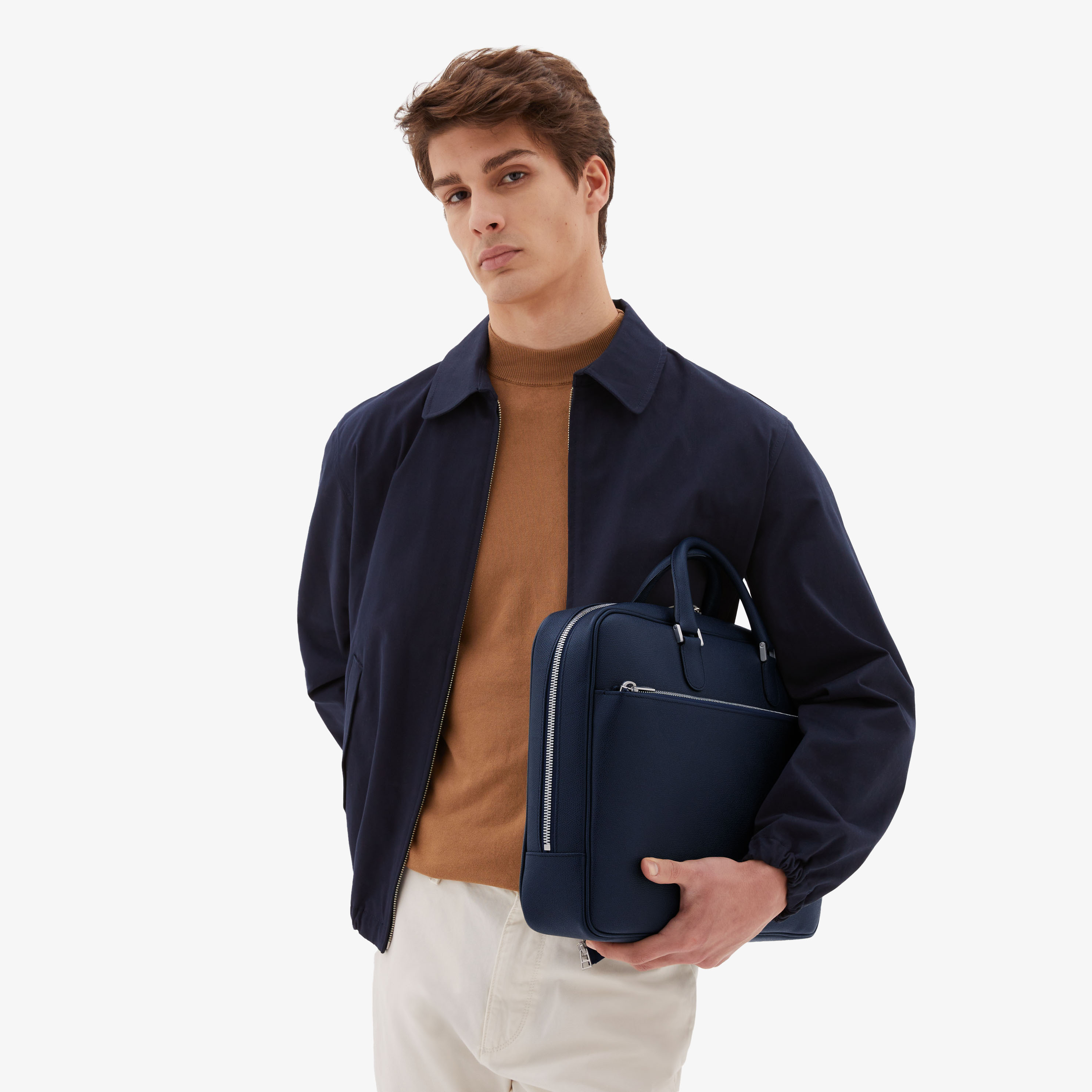 Blue Leather Medium business bag | Valextra Avietta