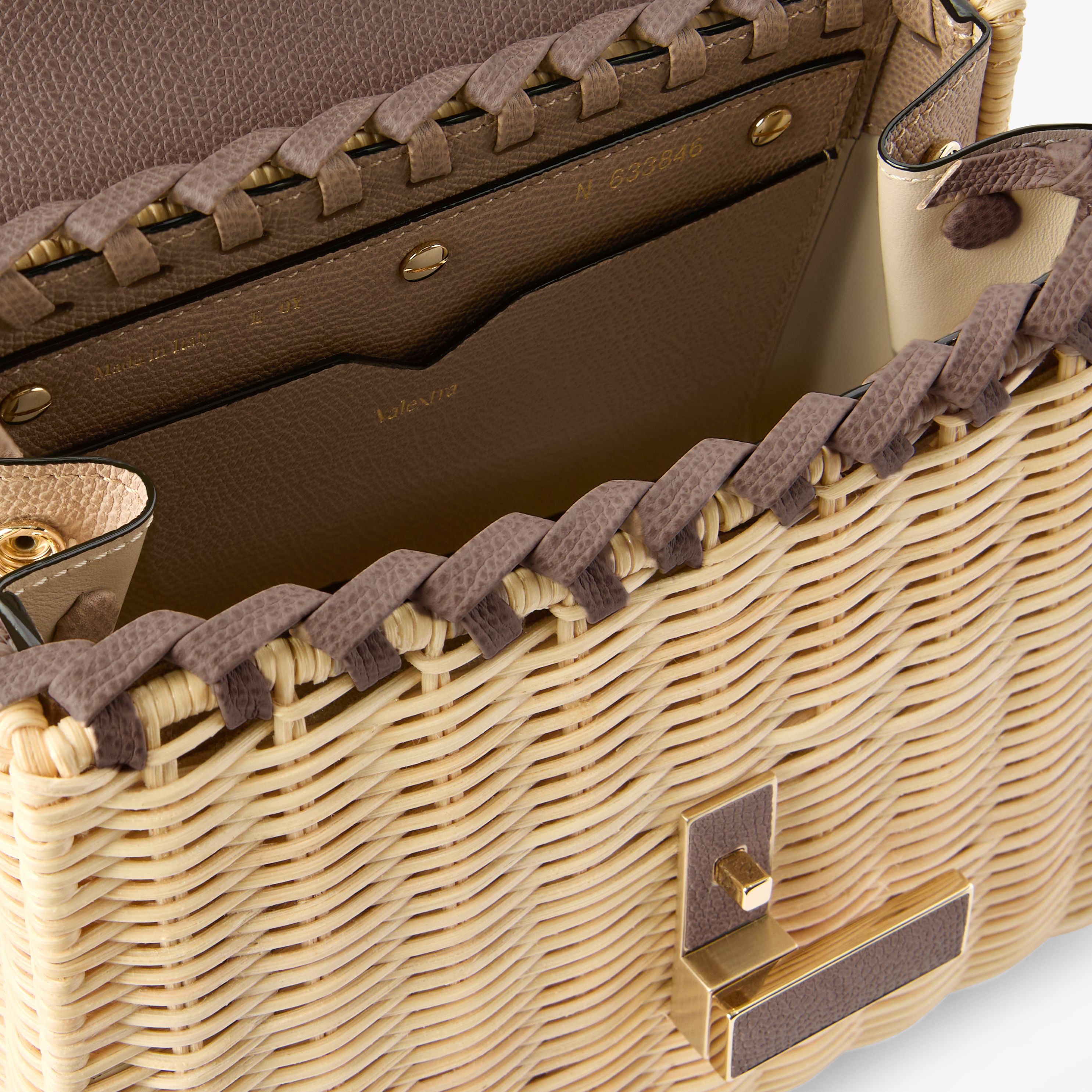 Women's Brown Leather Wicker Top Handle Mini Bag | Valextra Iside