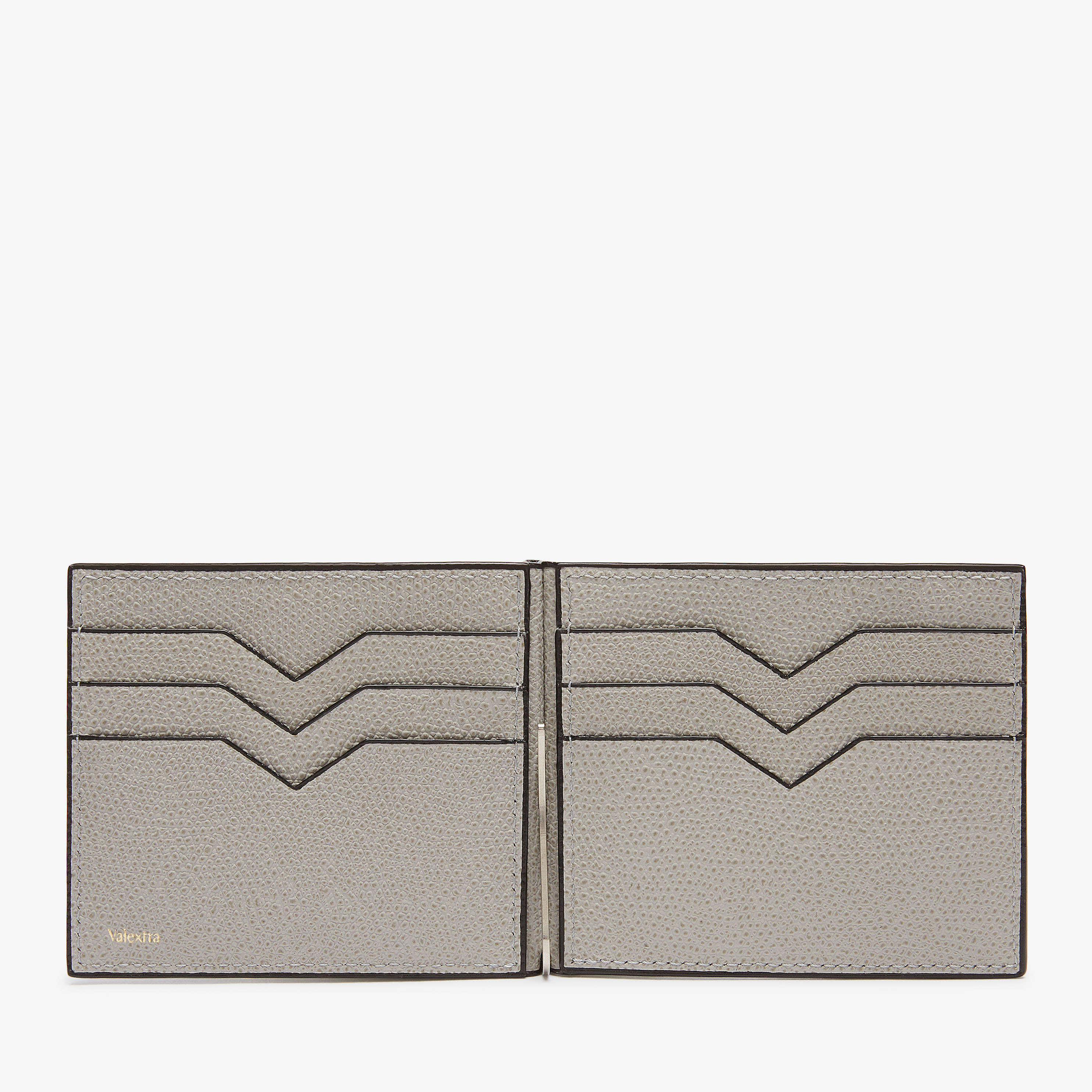 Light Gray Leather Money clip Wallet | Valextra