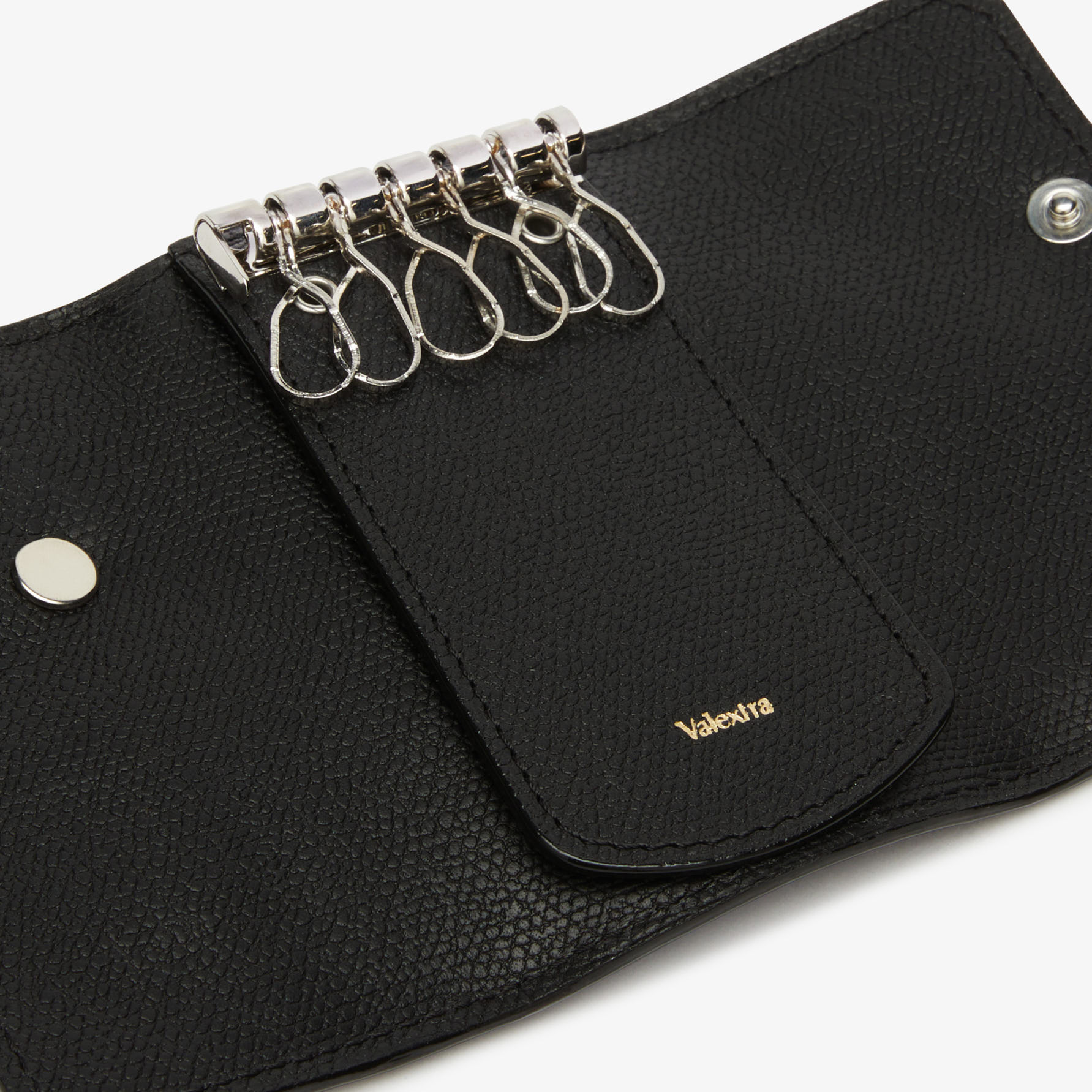 小物 Valextra key case Black Leather compact key holder 6 hooks | Valextra Tric Trac