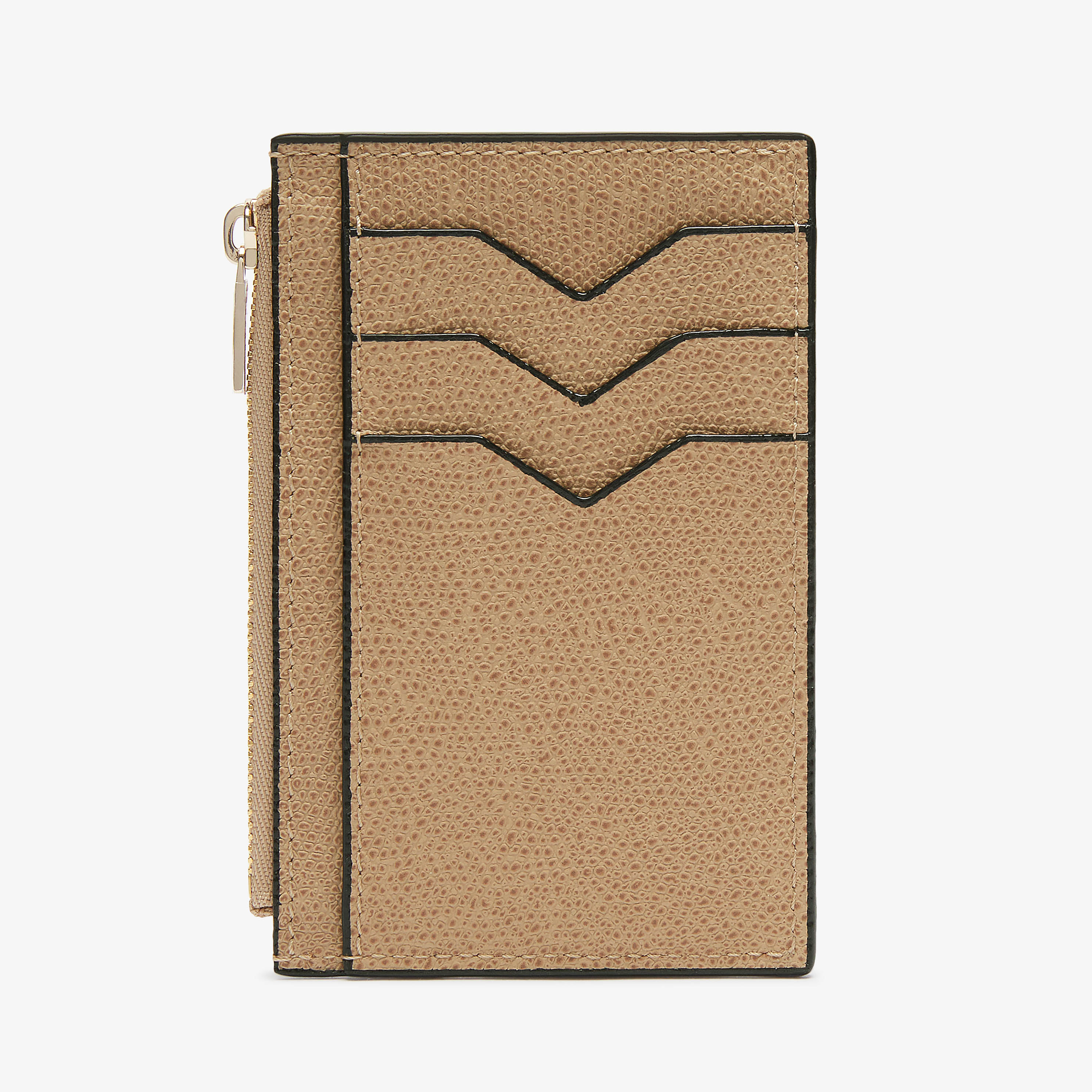 関税送料込国内発送★VALEXTRA Card Holder 3CC With Zip Black & White Leather card holder with zip pocket | Valextra