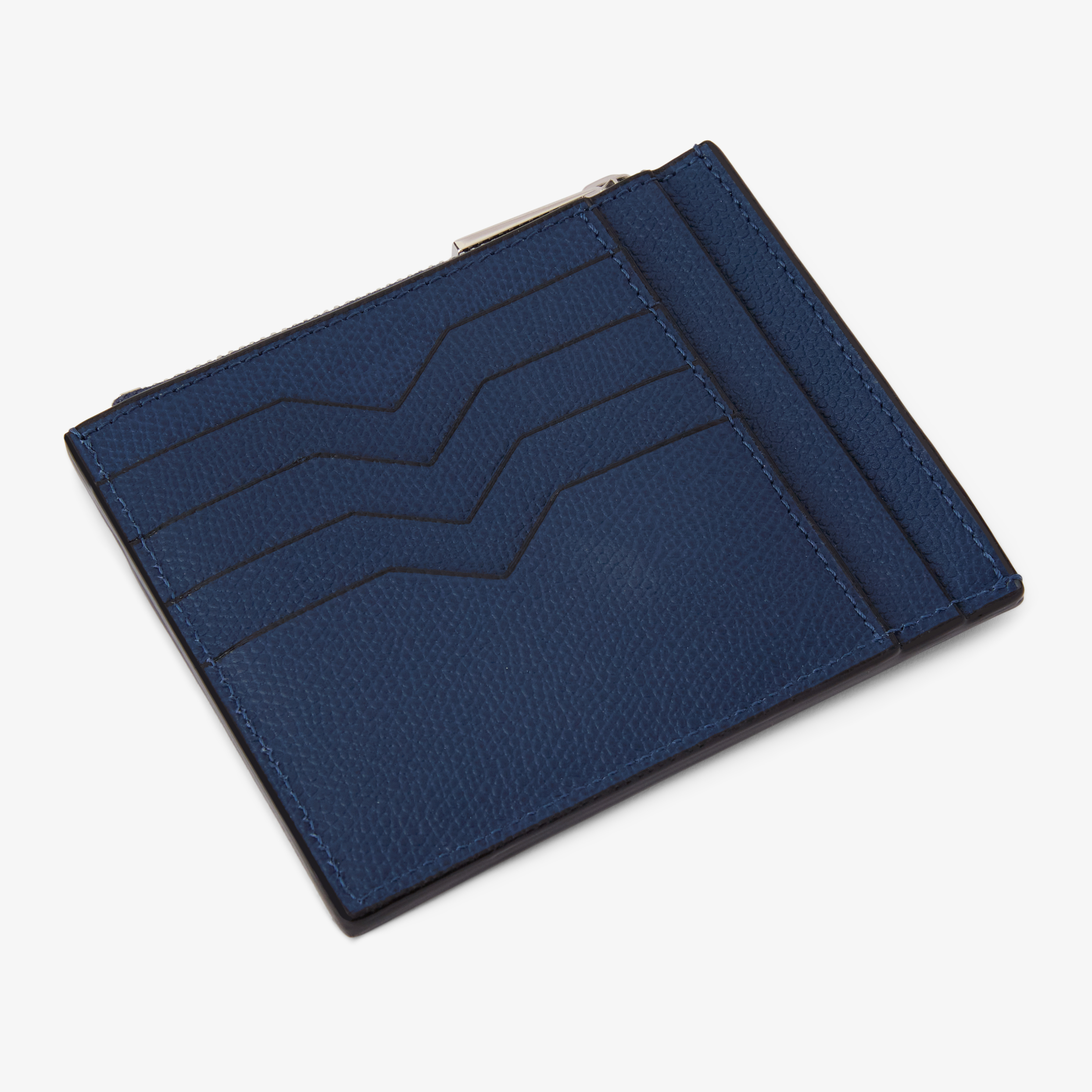 Sapphire Blue Leather Luxury Card Holder with Zip | Valextra