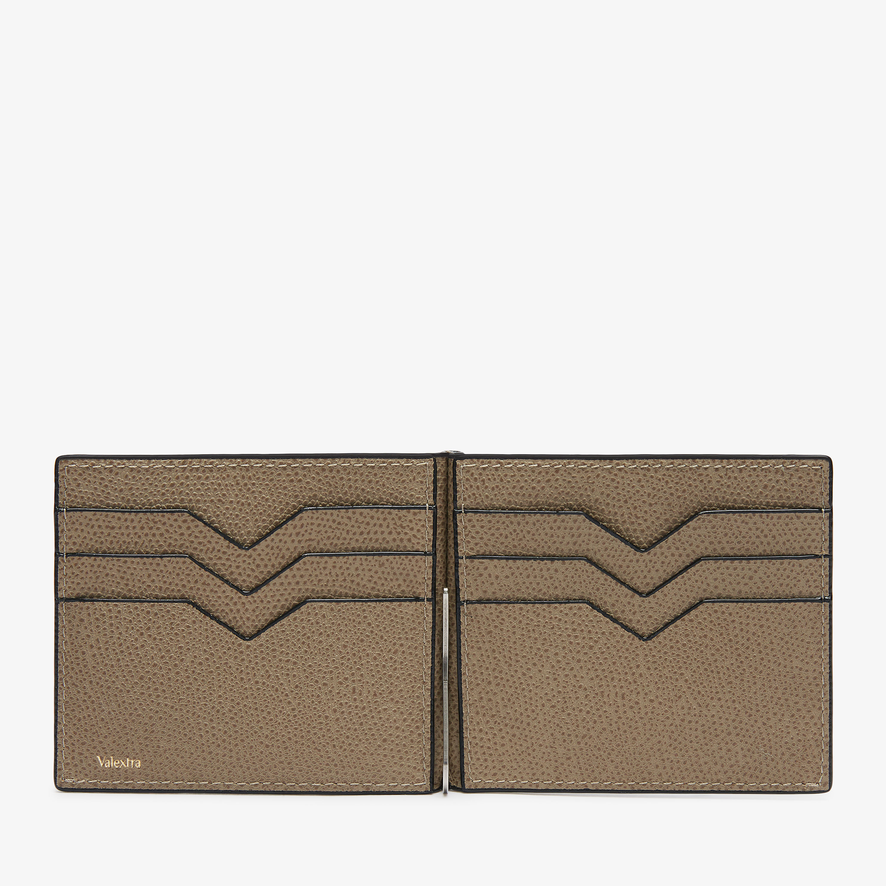 Oyster Brown Leather Money clip Wallet | Valextra Milan
