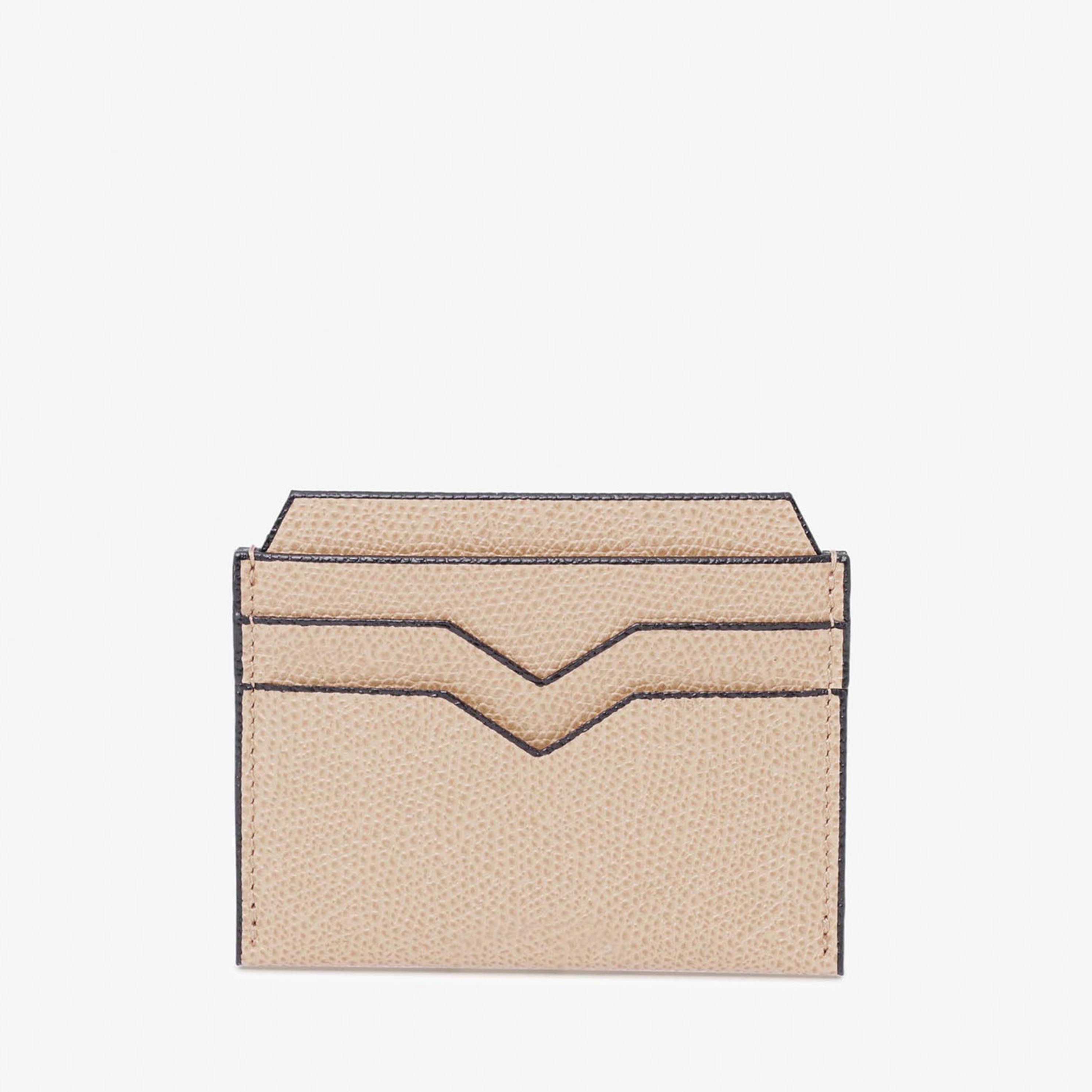 Powder Pink Leather Compact credit card holder | Valextra