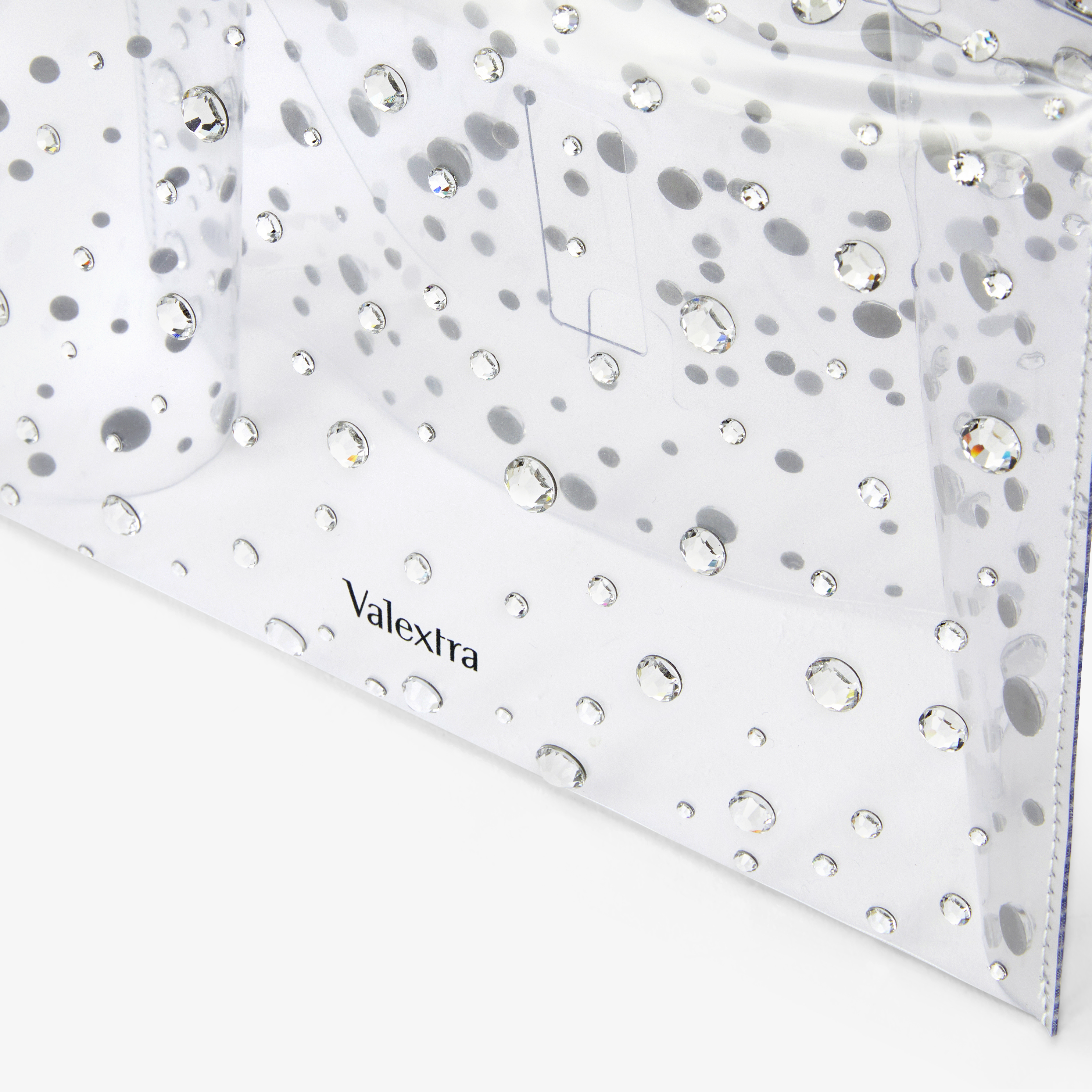 Transparent & Silver rhinestone raincoat for bags | Valextra