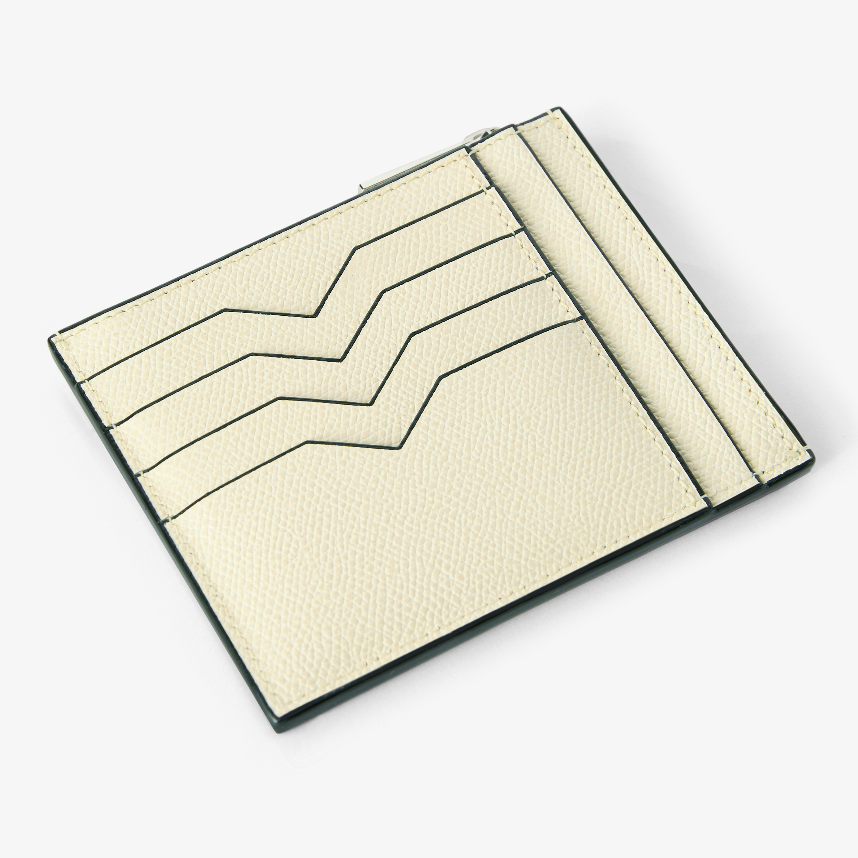 White Grained Leather Luxury Card Holder 8CC with Zip | Valextra