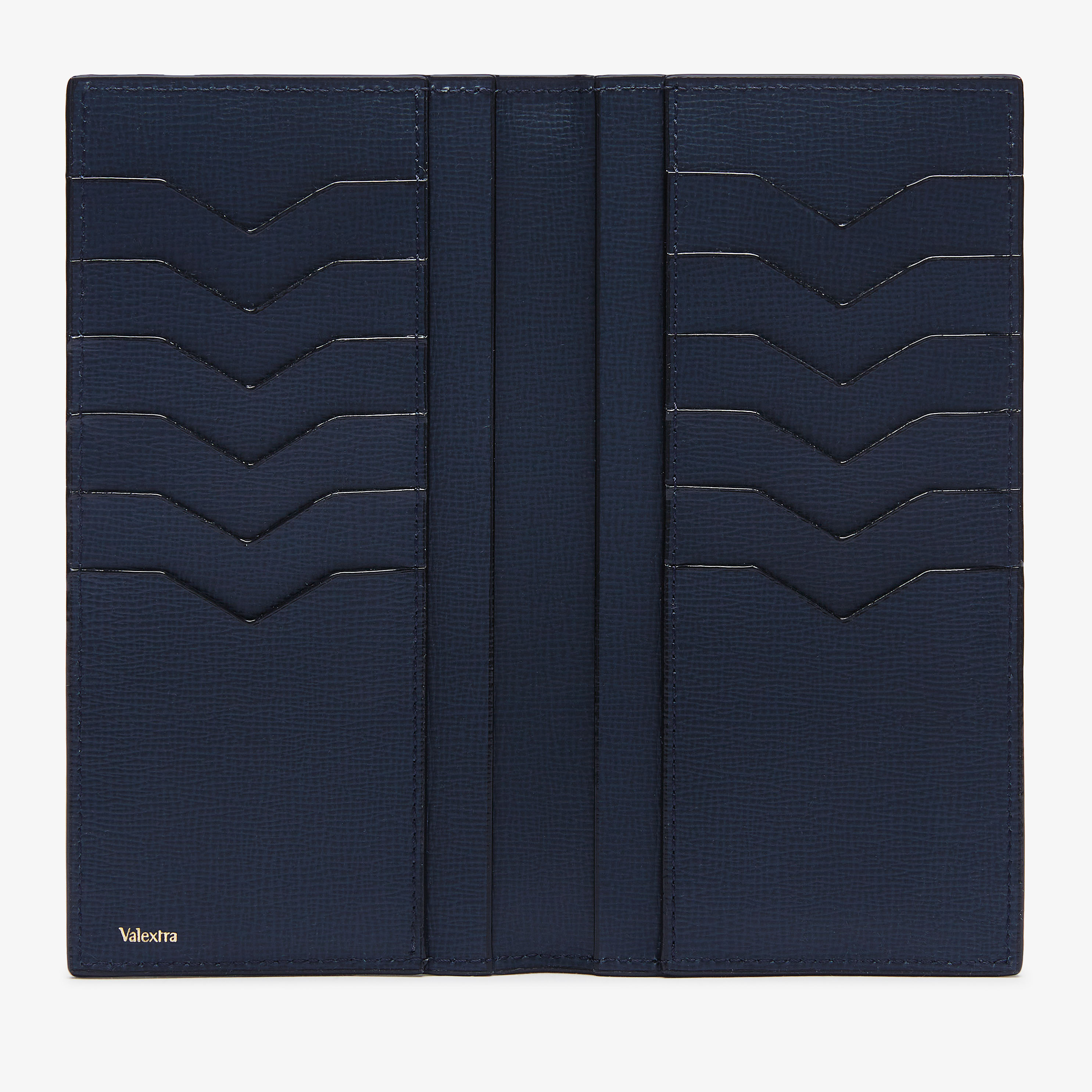Blue Leather Bifold vertical spacious wallet | Valextra