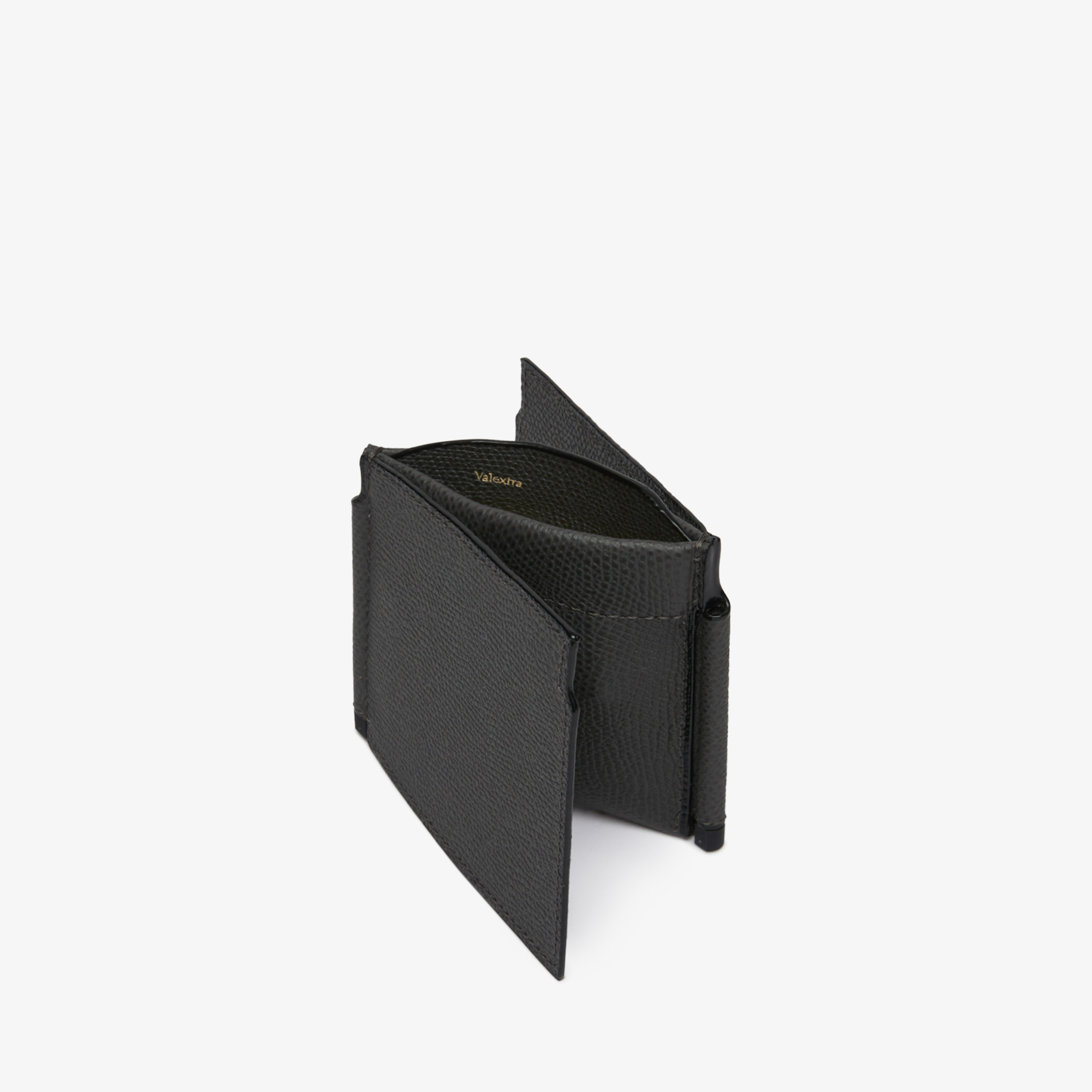 Gray Leather Trifold money clip Wallet | Valextra