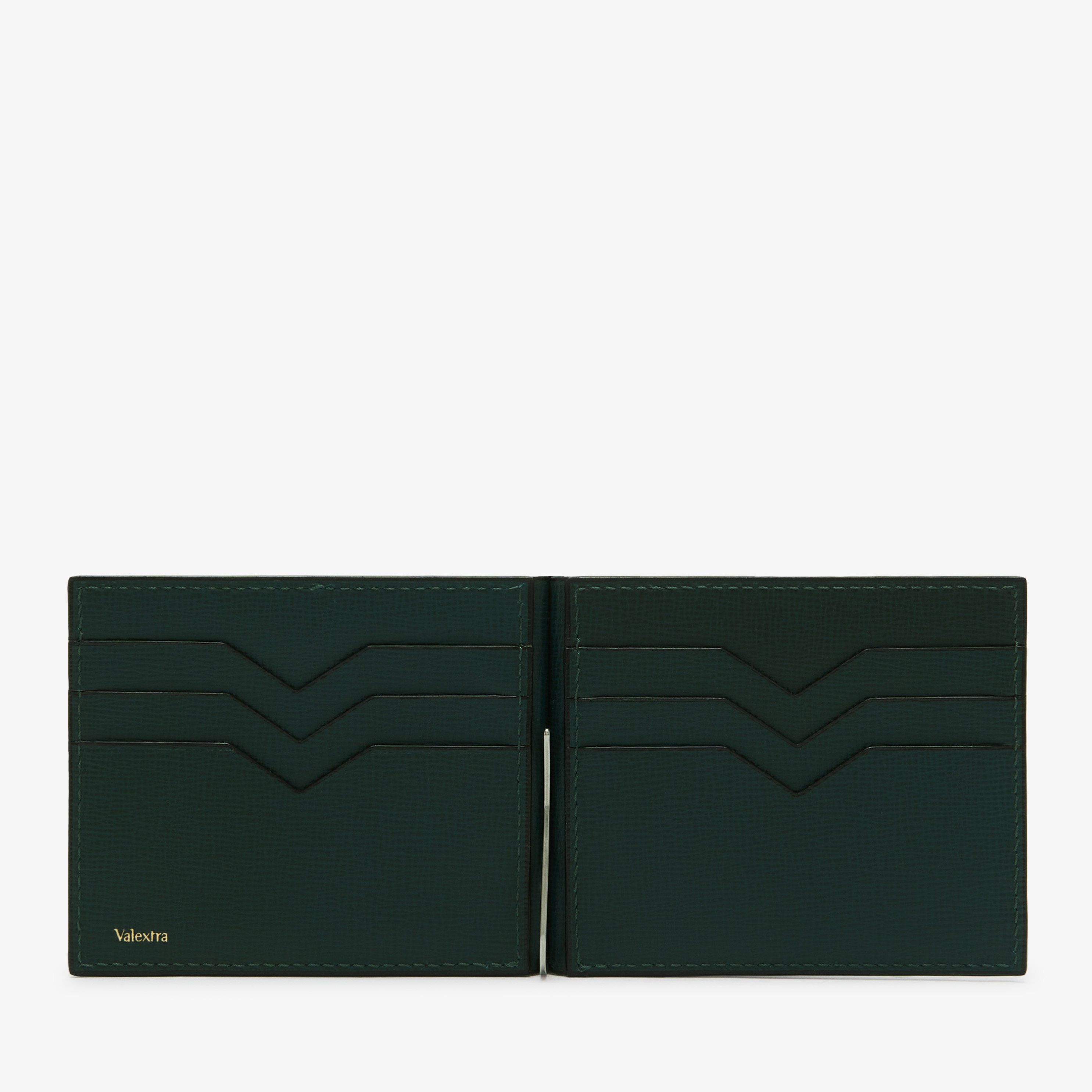 Green Leather Money clip Wallet with card holder | Valextra