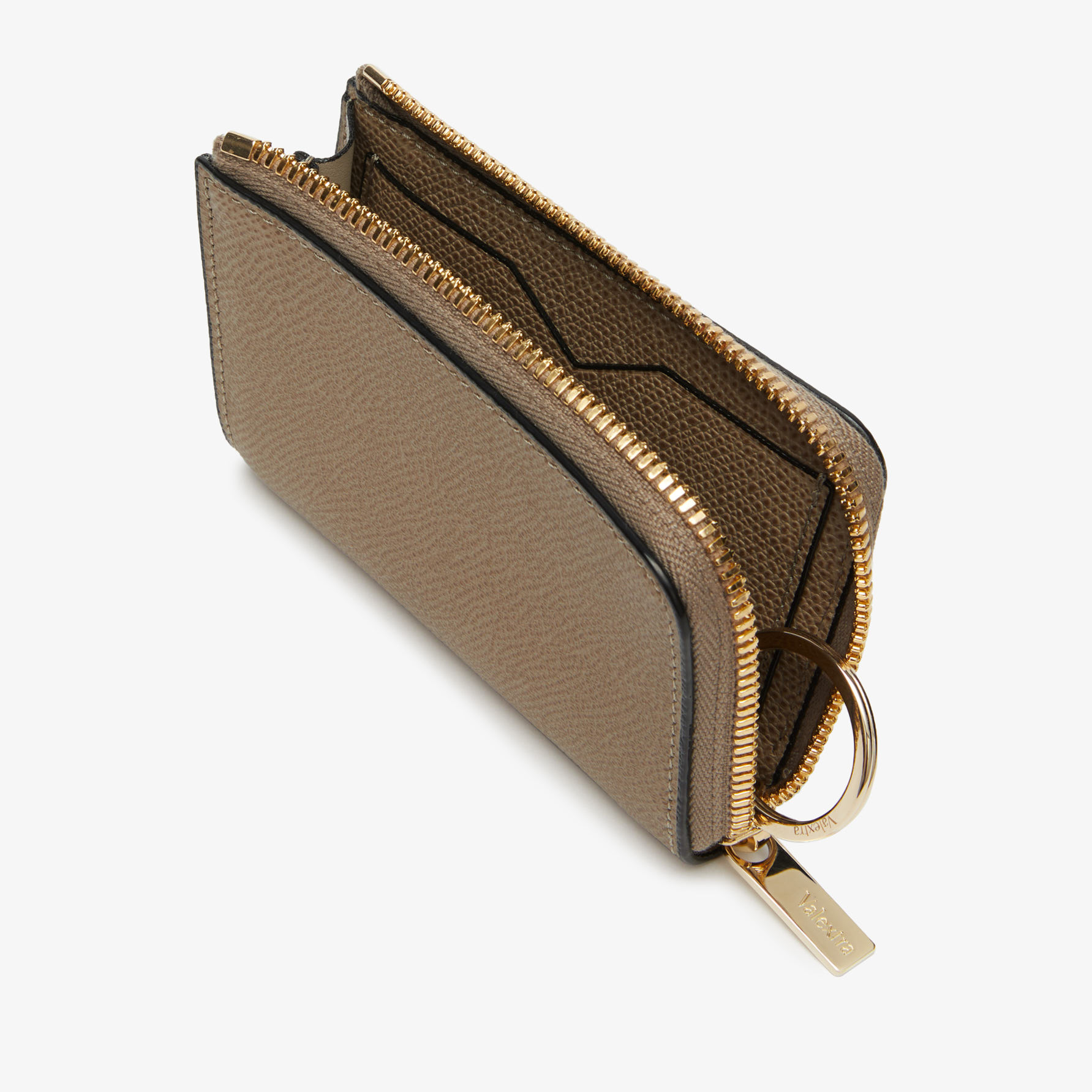 Oyster Brown Leather zipped key holder | Valextra Zip Around