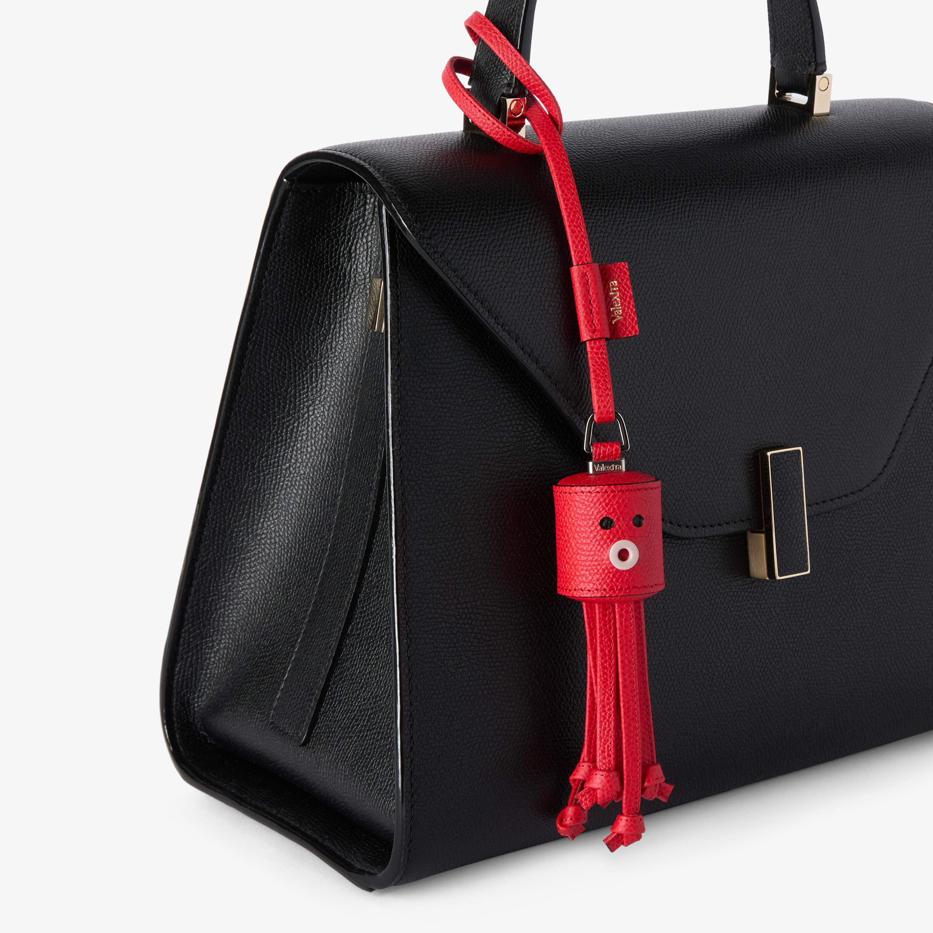Coral Red Grained Leather Luxury Octopus Bag Charm | Valextra