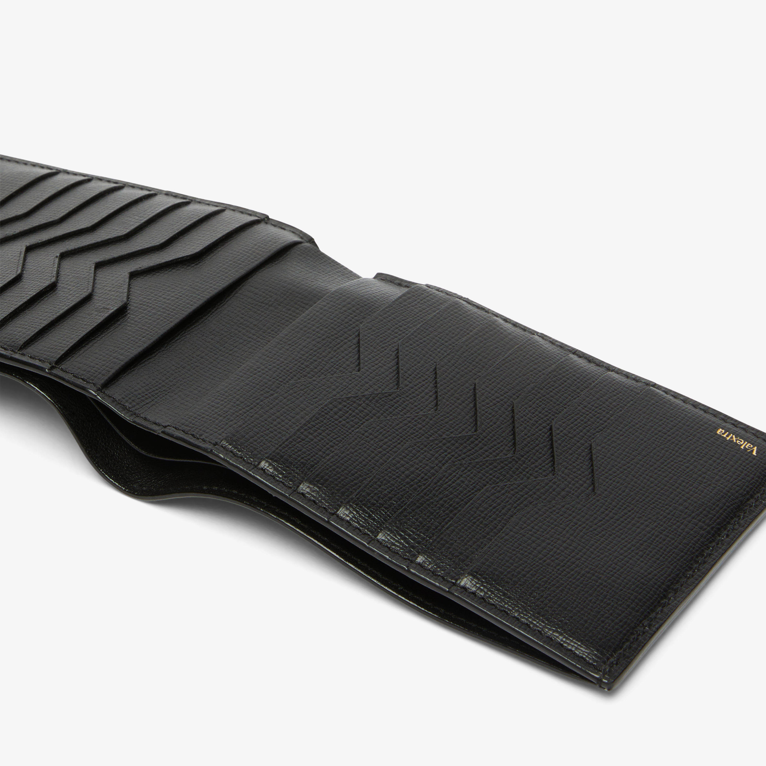 Black Leather crafted wallet with card slots | Valextra