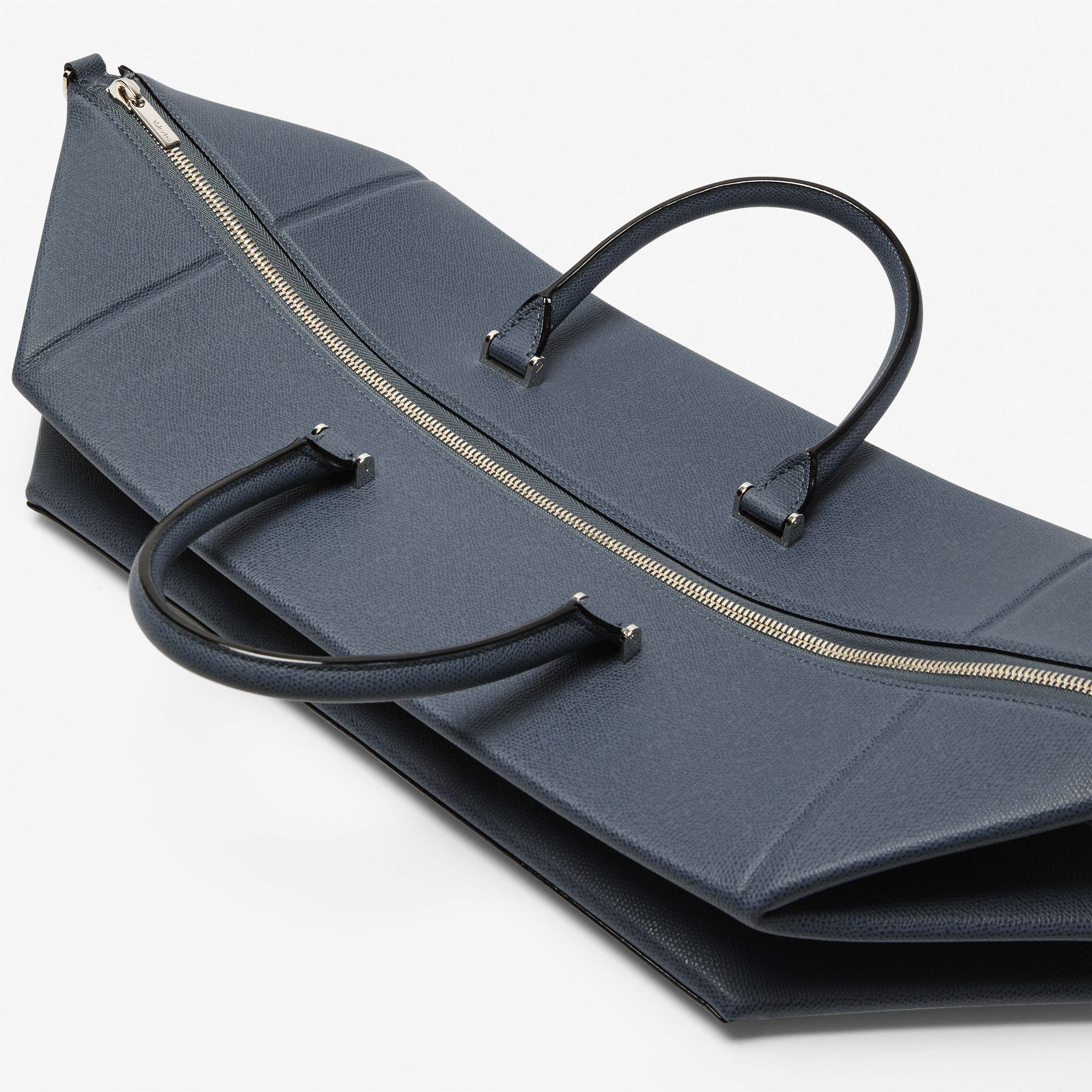 Grey Leather Large foldable travel bag | Valextra Poliedrica