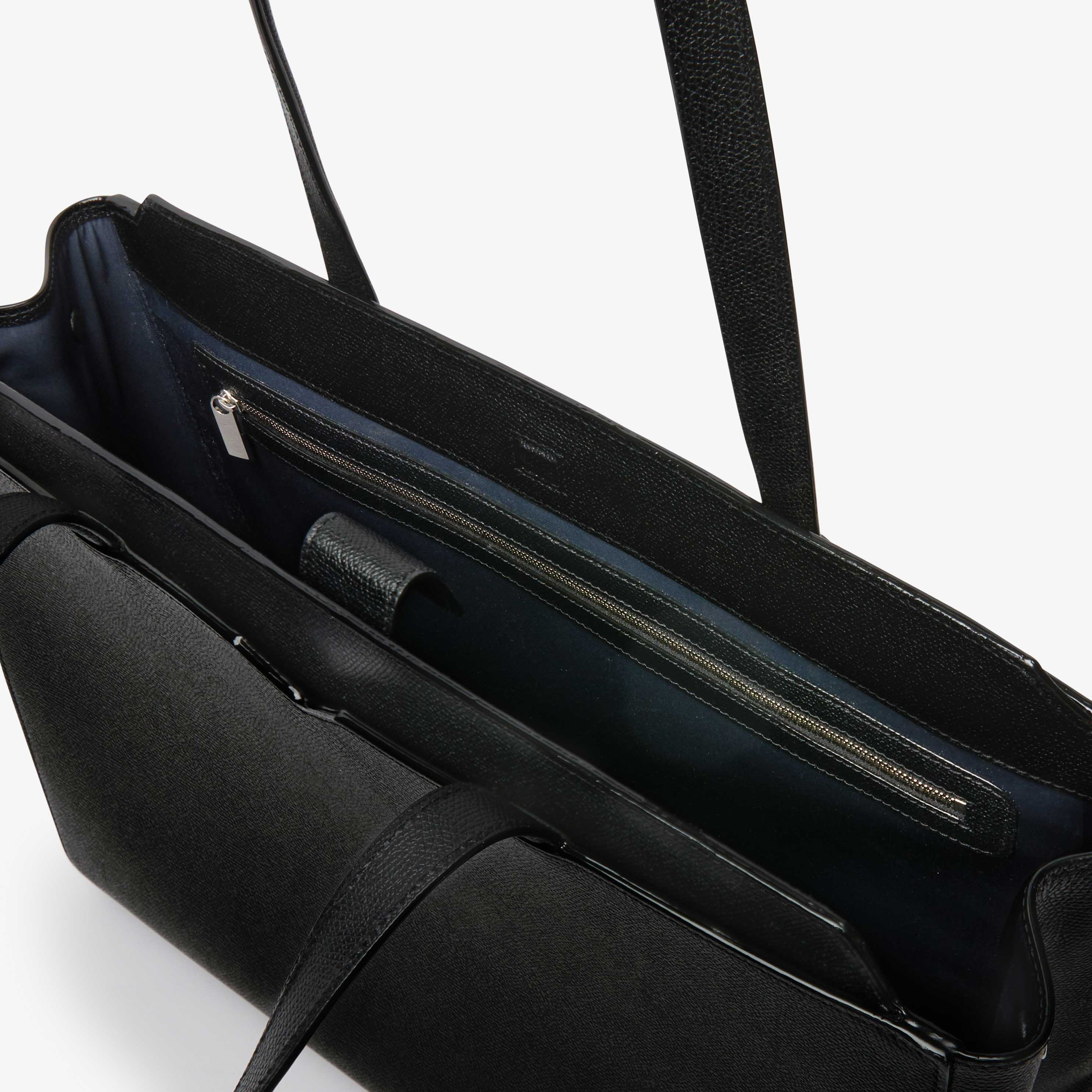 Men's Black Leather Horizontal shopping bag | Valextra V-Line