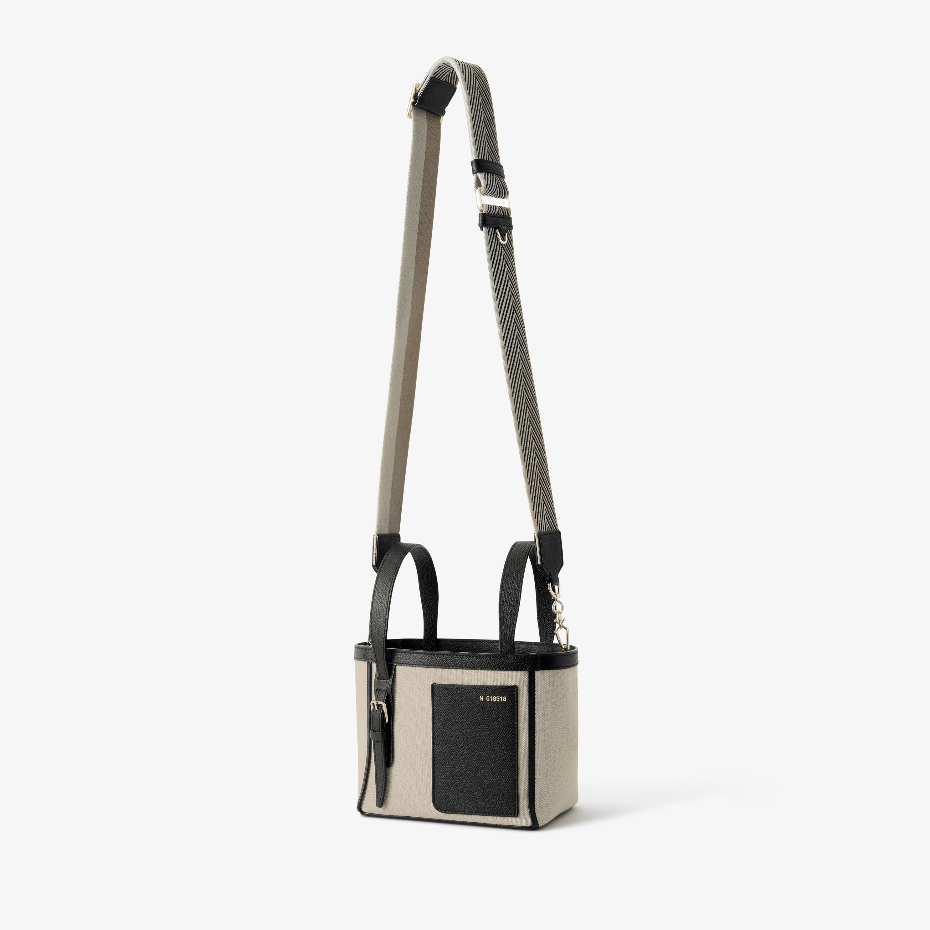 ★ Valextra ★ SMALL CANVAS BUCKET ショルダーバッグ Women's Beige & Black Canvas bucket Micro bag | Valextra Soft