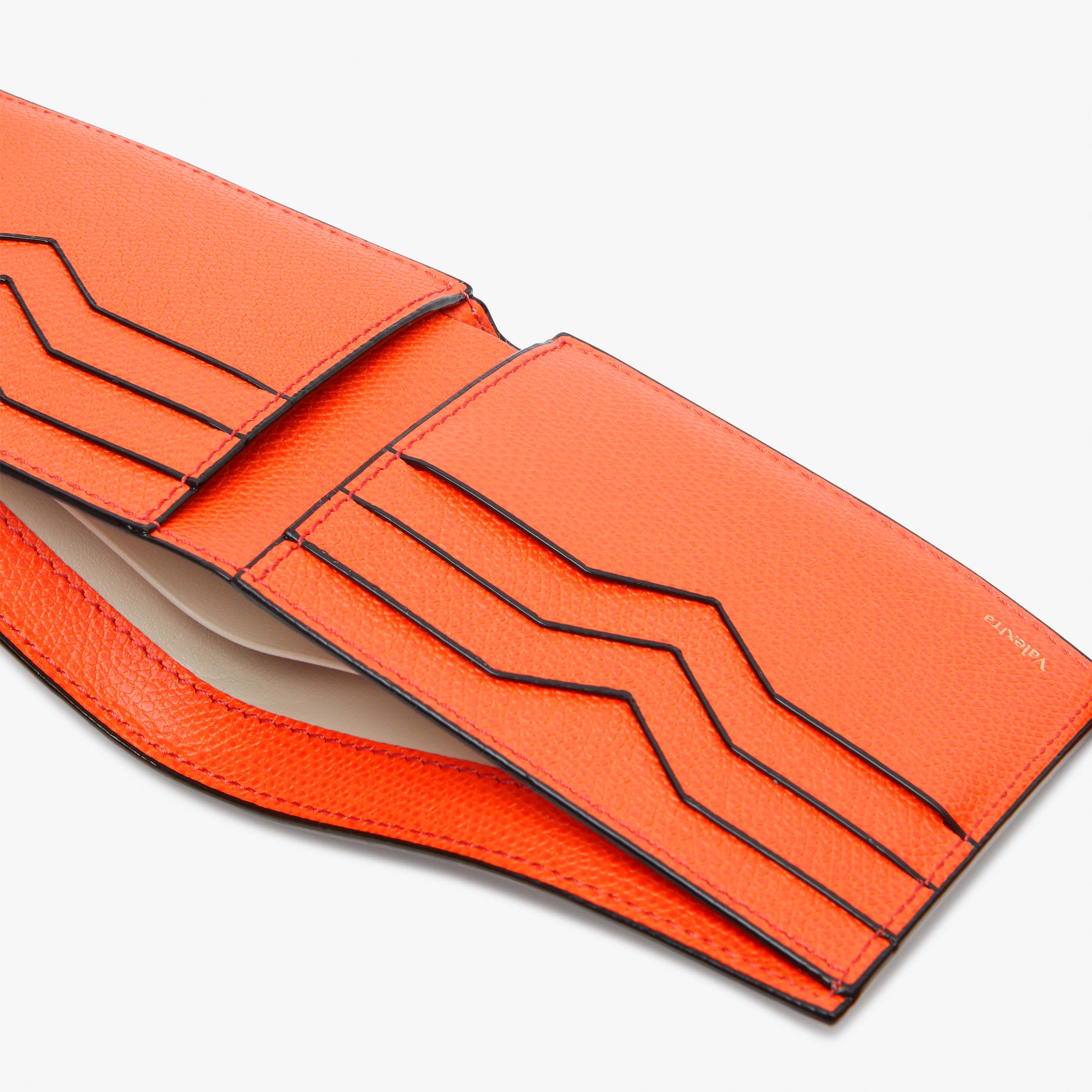 Lobster Red Leather Small Bifold Wallet | Valextra
