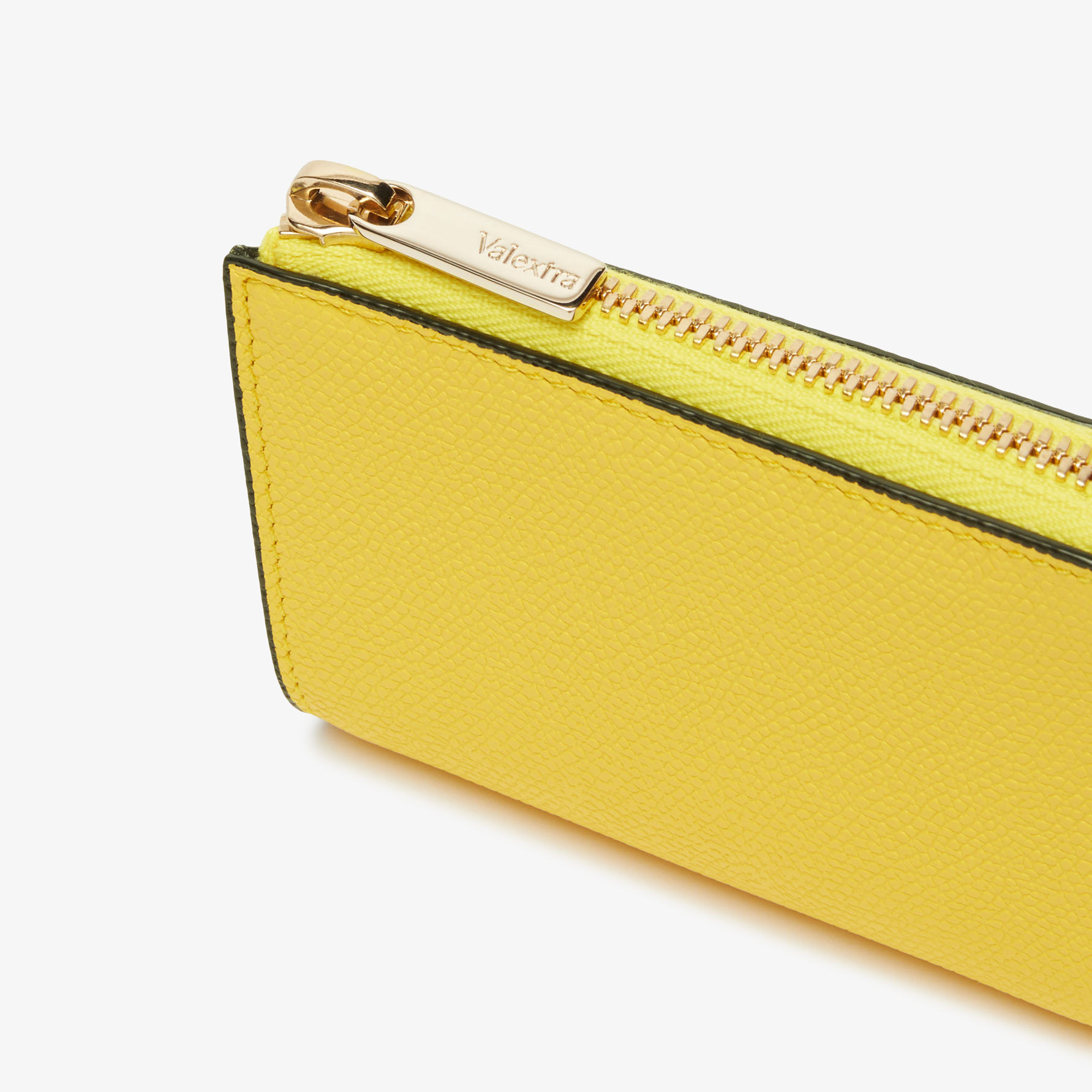 Women's Yellow Leather zipped key holder | Valextra Zip Around