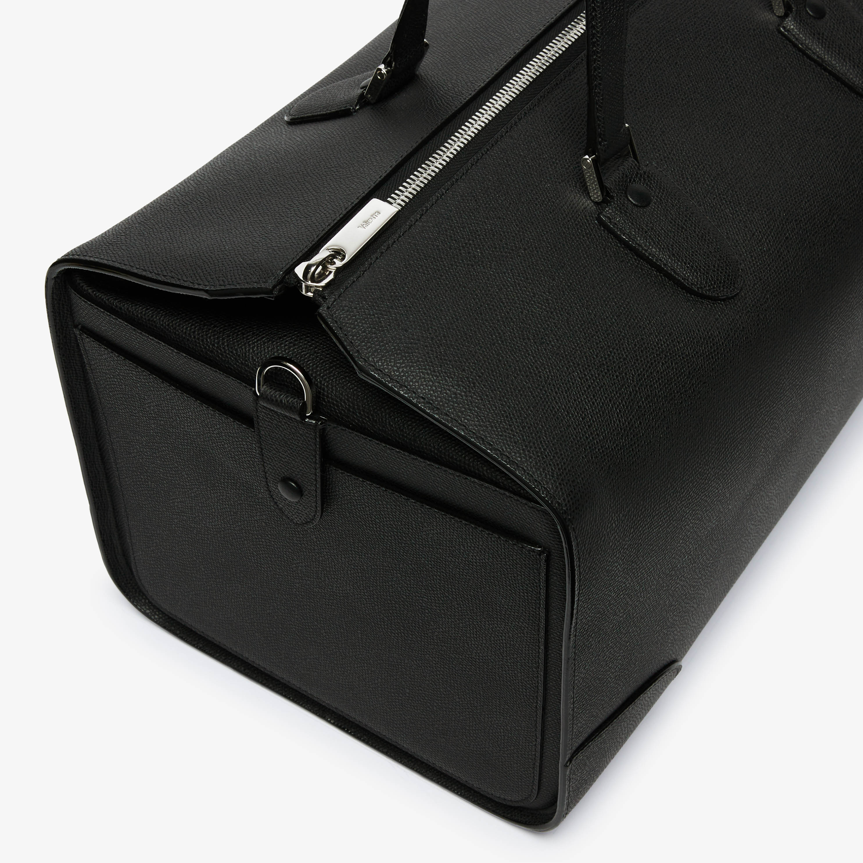 Black Luxury Grained Leather travel bag | Valextra Boston