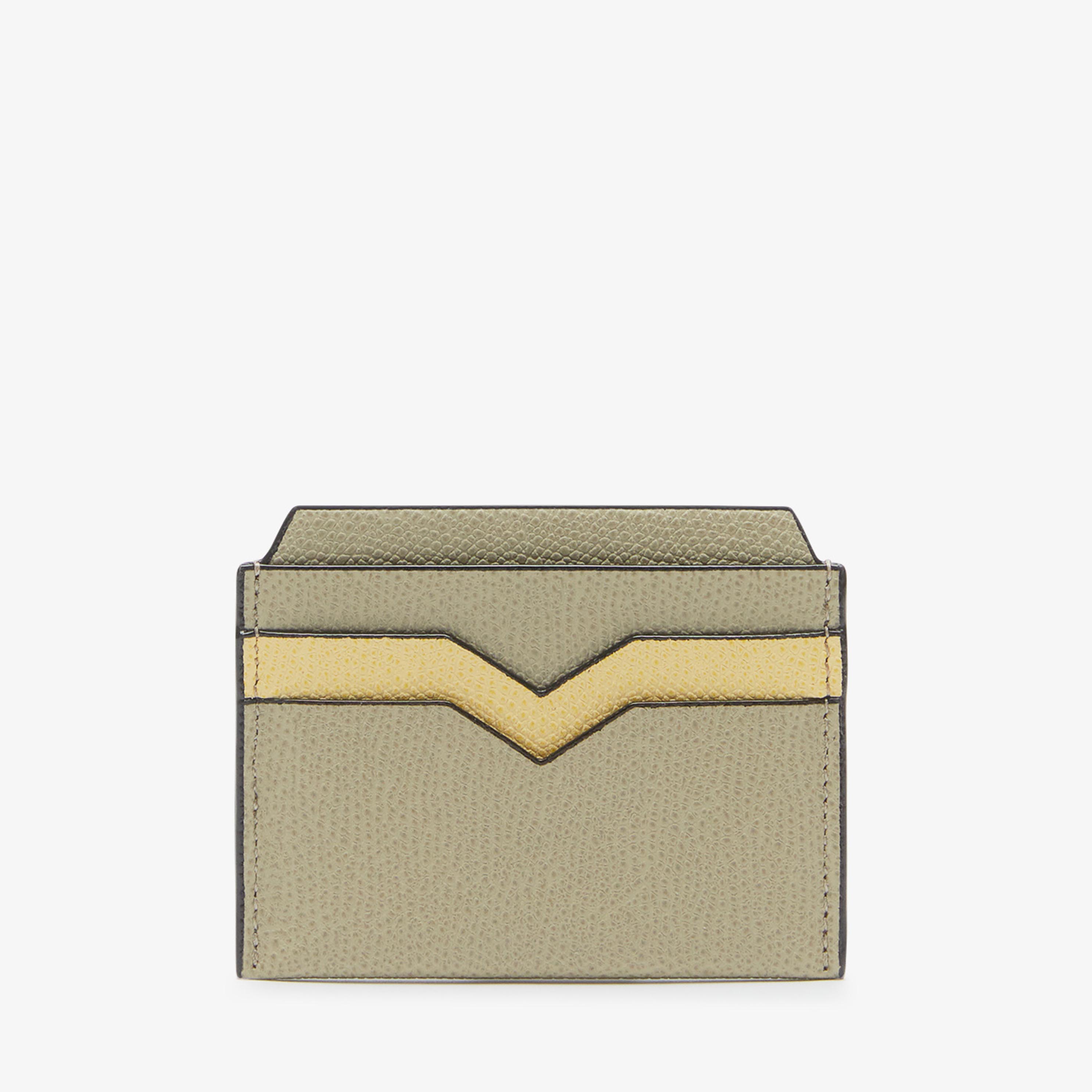 Women's Green & Yellow Grained Leather card case | Valextra