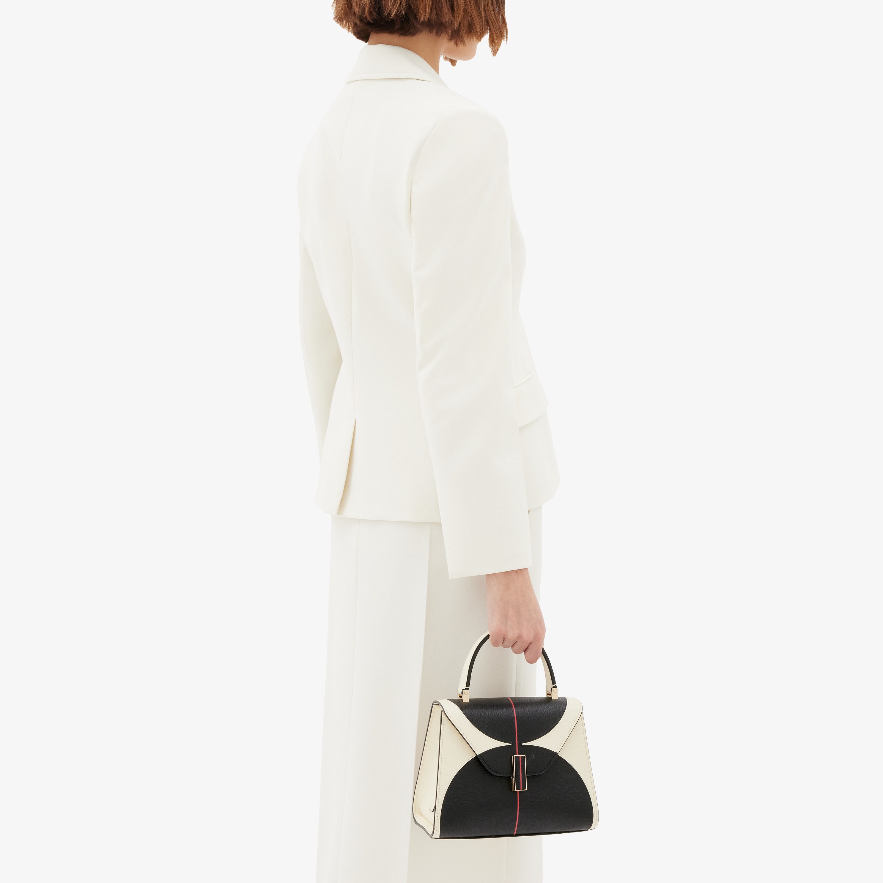 Women's White & Black Luxury Leather Mini Bag | Valextra Iside