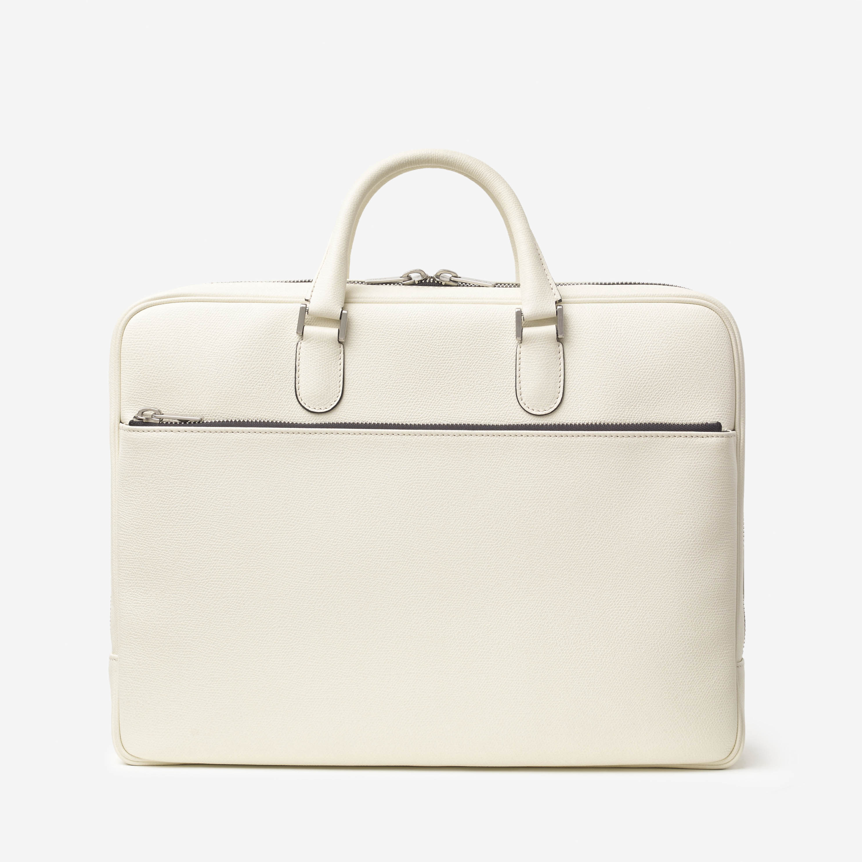 Valextra Avietta: White Leather Medium business bag