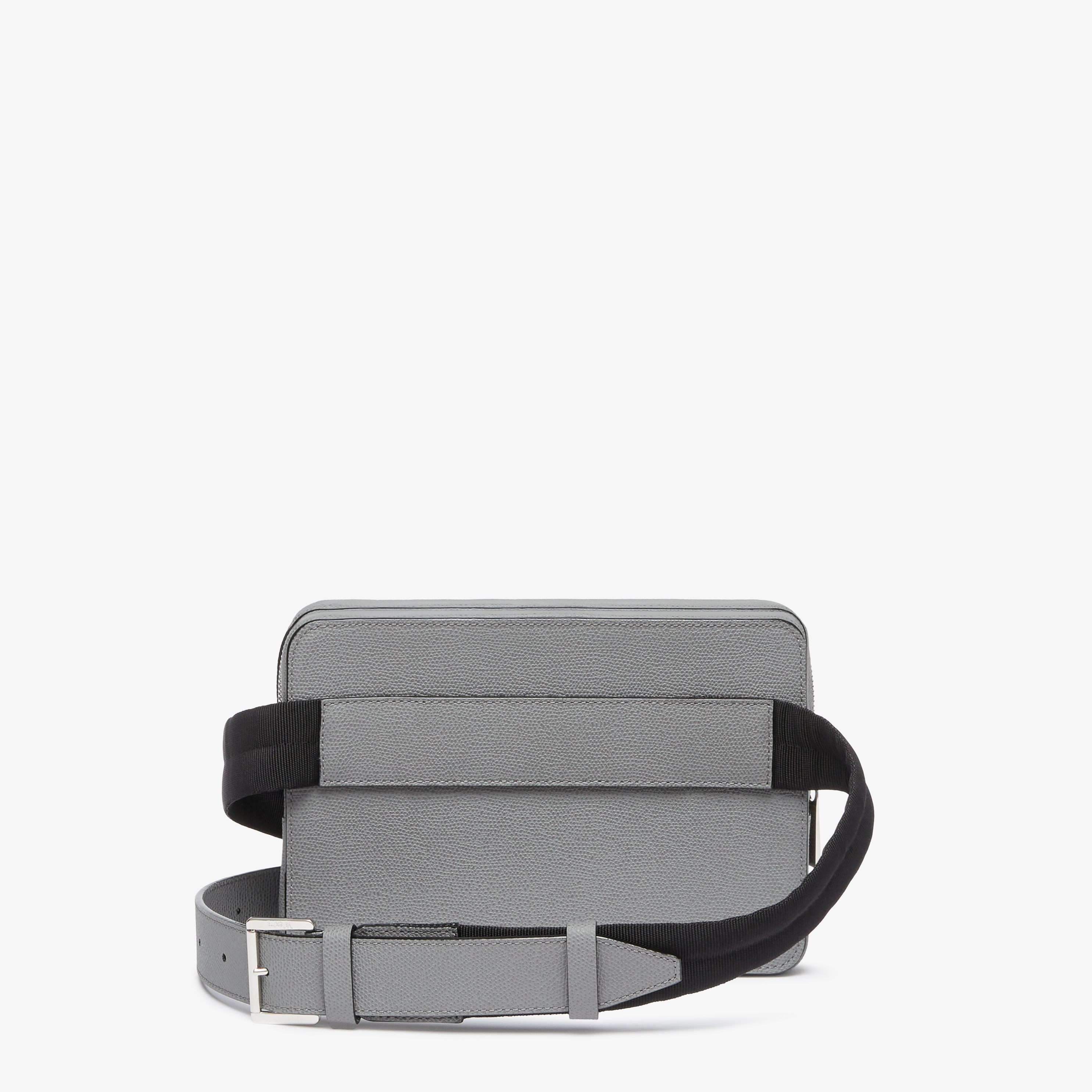 Men's Haze Grey Luxury Grained Leather Bum Bag | Valextra Pocket