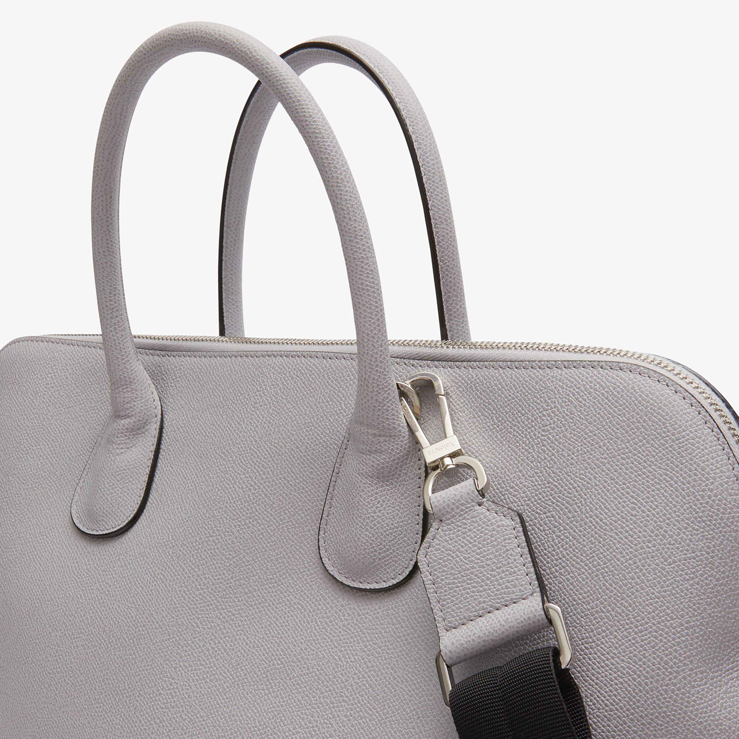Men's Pebble Grey Leather tote bag | Valextra My Logo