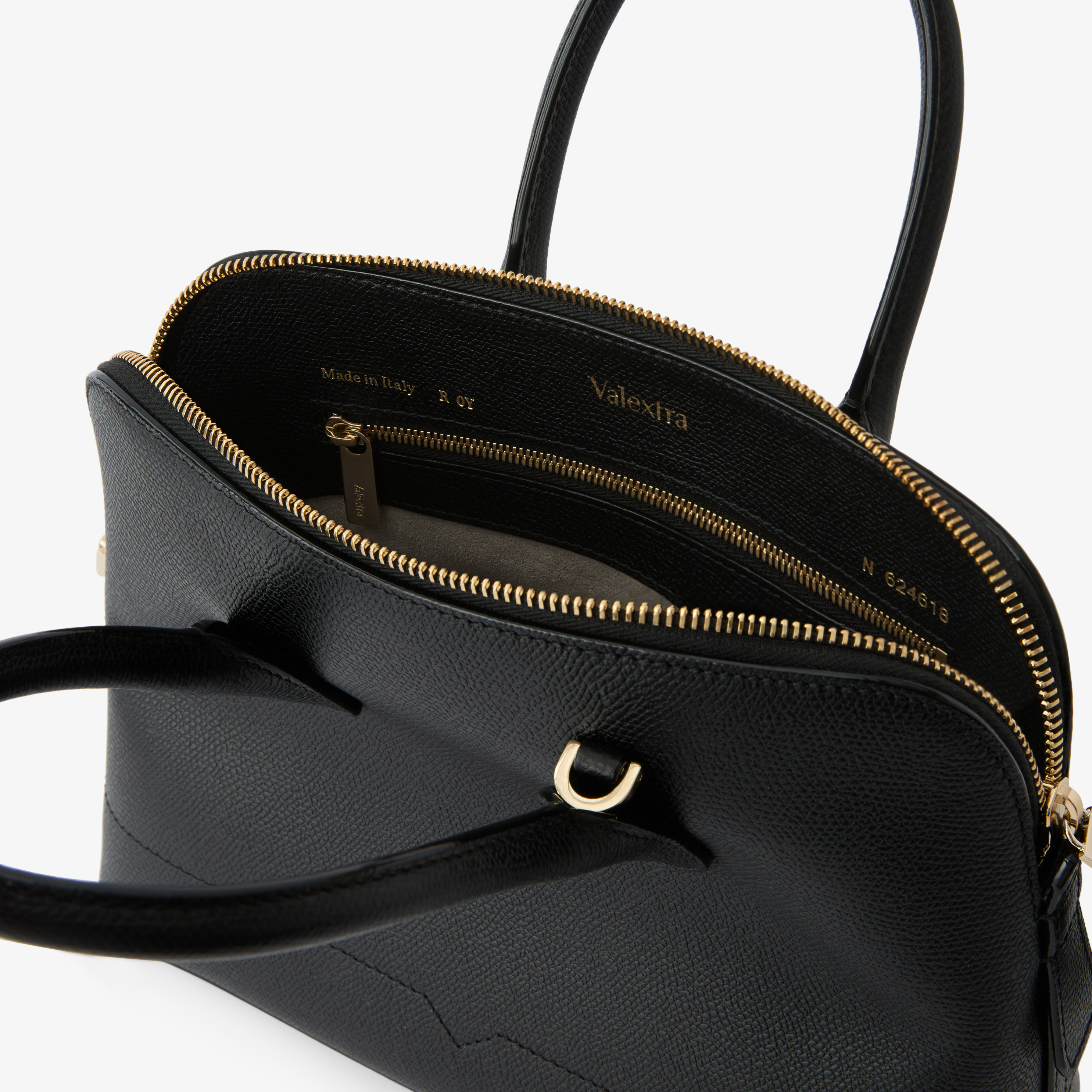 Women's Luxury Black Leather Bowling Mini Bag | Valextra My Logo