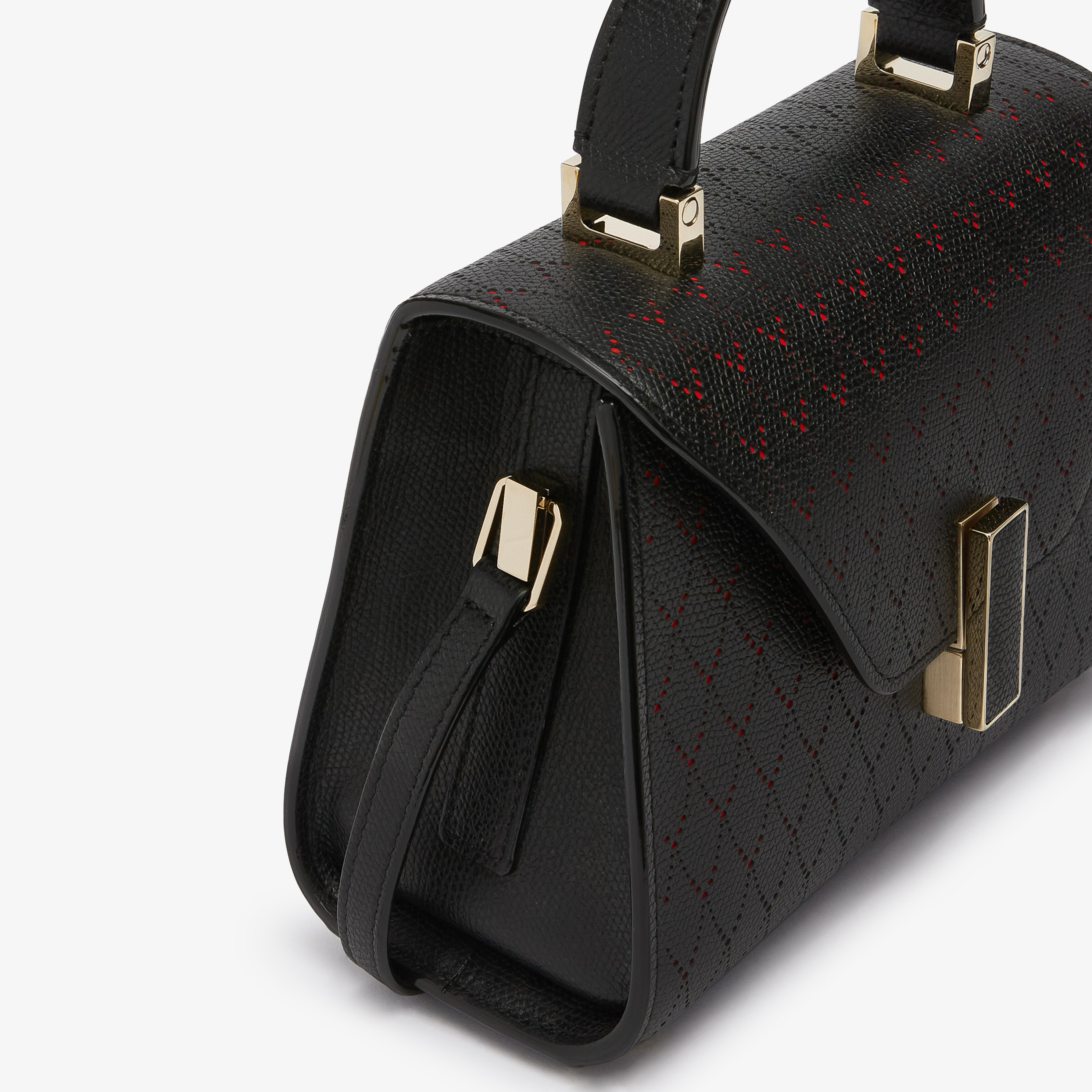 ◆Valextra 最新作◆Iside ミディアム バッグ/Black◆ Black Leather Mini top handle bag | Valextra Iside