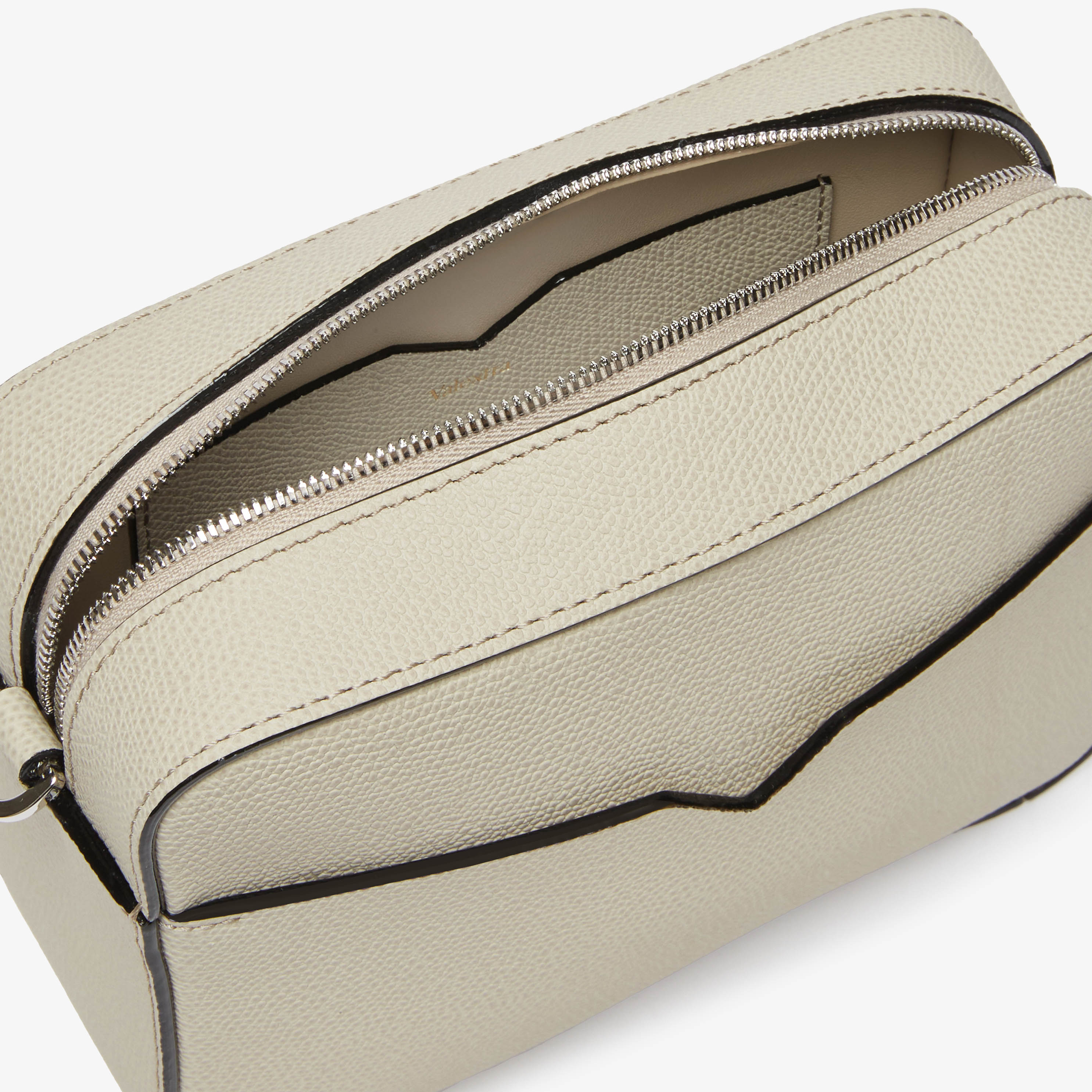Men's Light Gray Leather Reporter mini Bag | Valextra V-Line