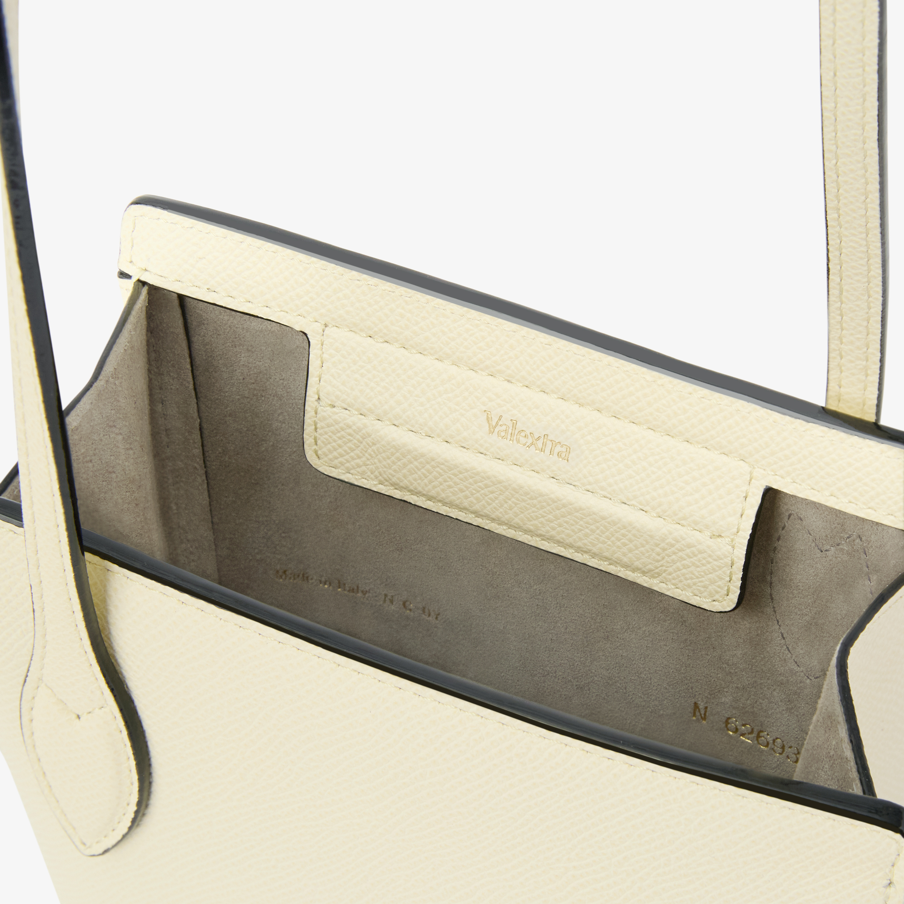White Grained Leather Luxury Crossbody Phone Bag | Valextra Vivi