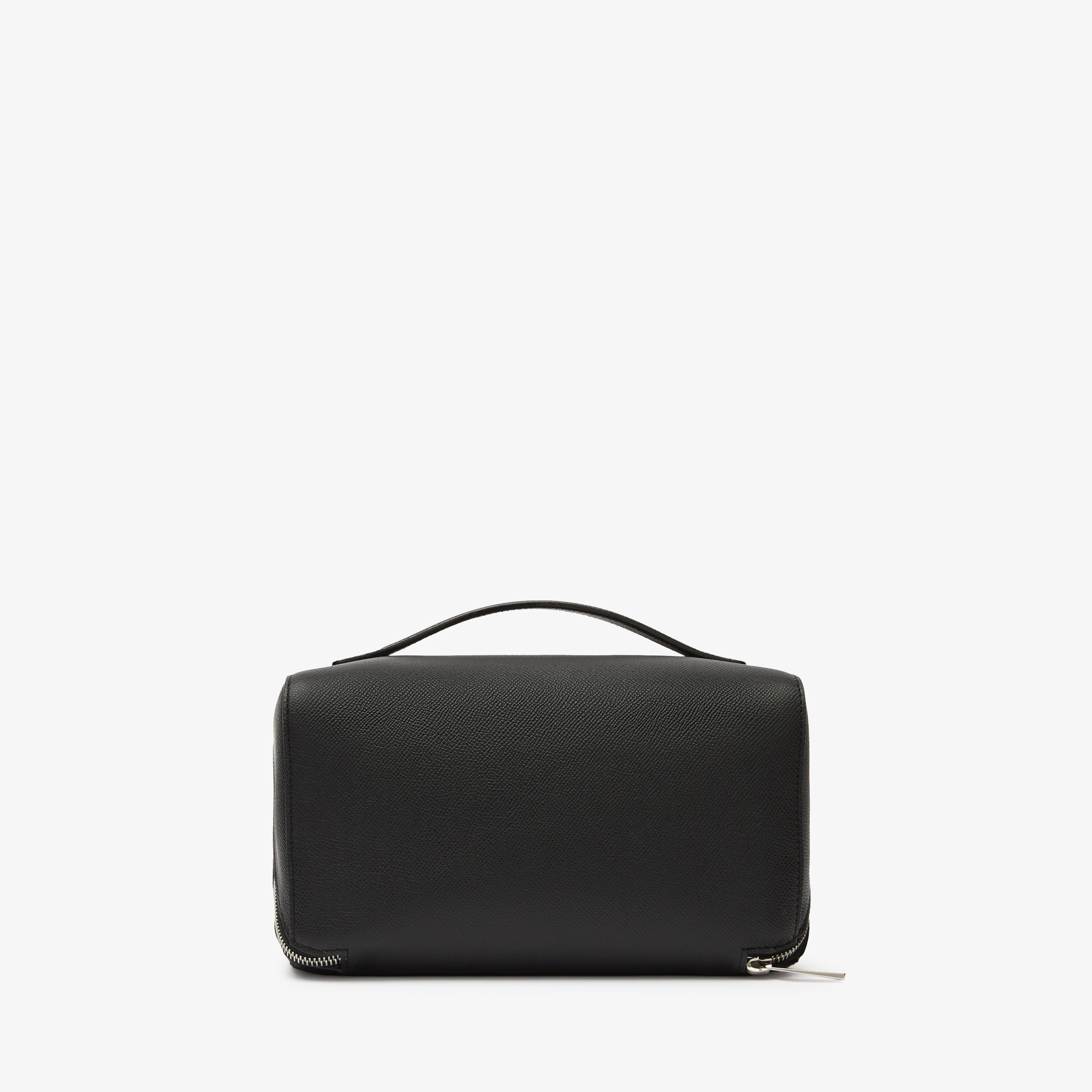 新作!極上レザー【Valextra】Vライン ウォッシュバッグ Men's Black Leather Luxury wash bag | Valextra V-Line