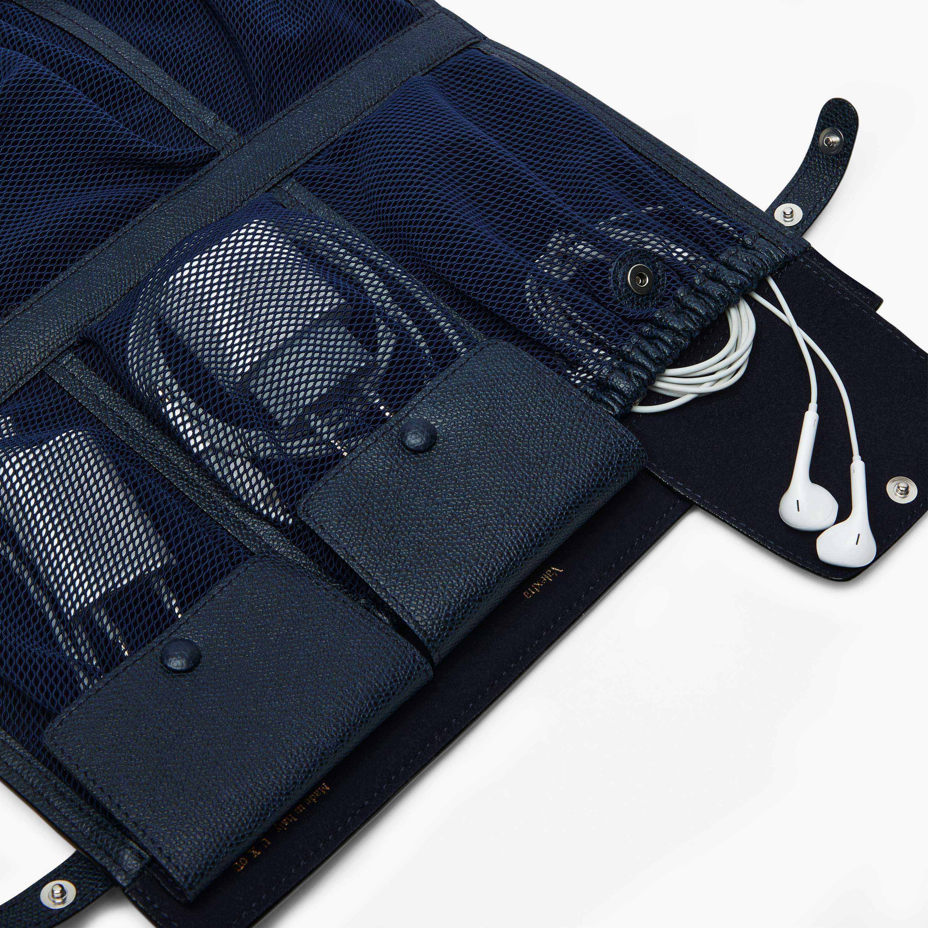 Blue Leather Folding Cable Organizer | Valextra