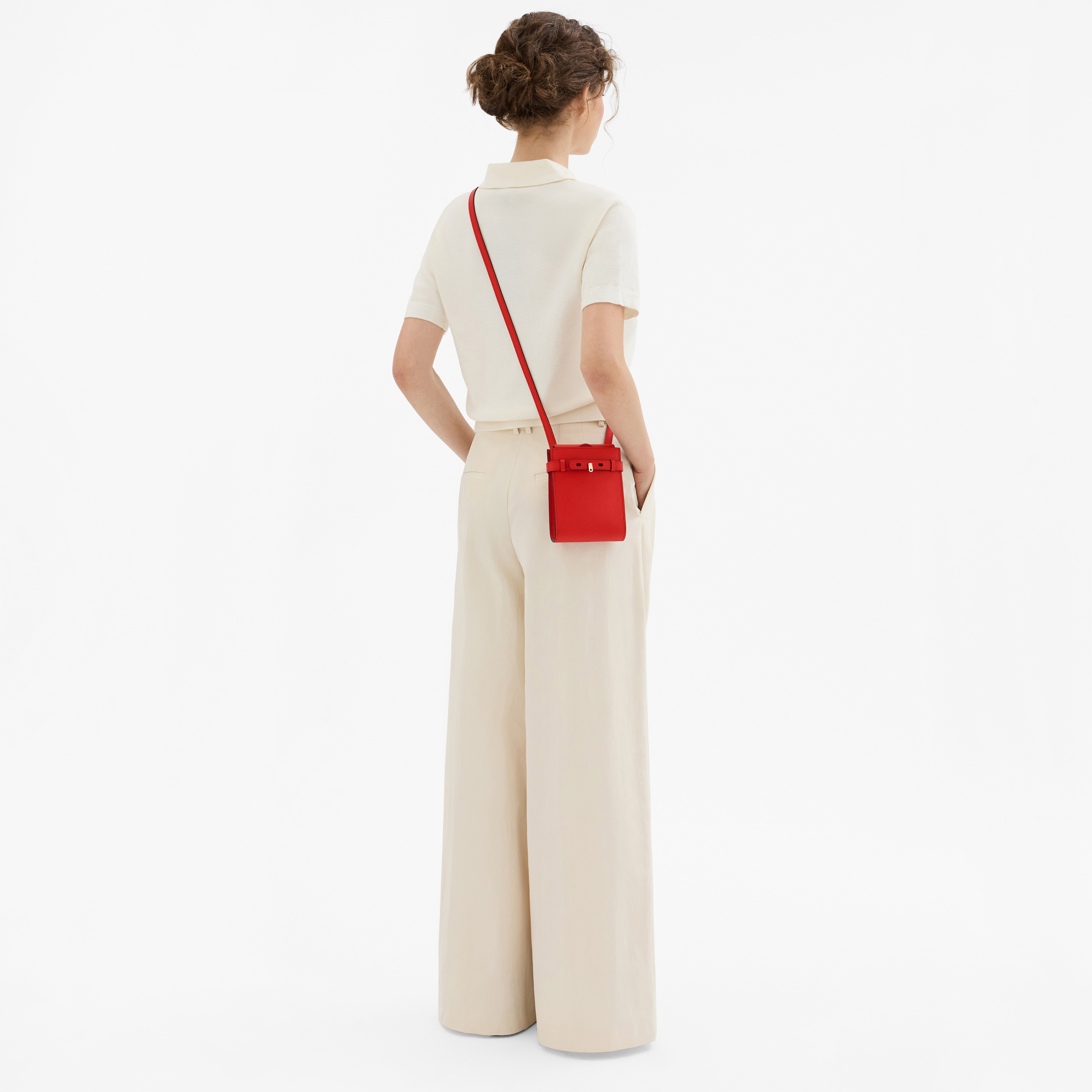 Women's Crimson Red Leather Crossbody Micro Bag | Valextra Brera